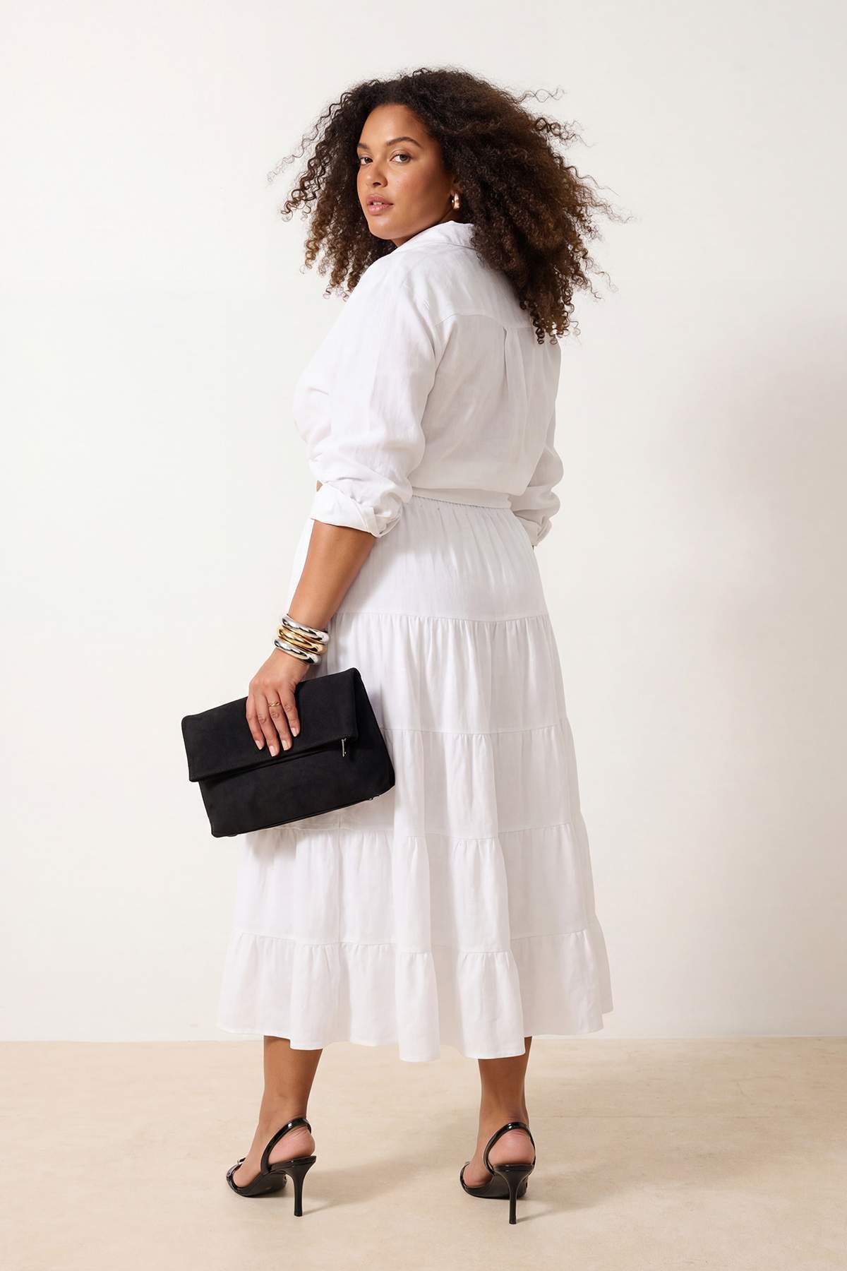 Trendyolmilla  Beyaz Dokuma Büyük Beden Etek TBBSS26AZ00005 - Görsel 3