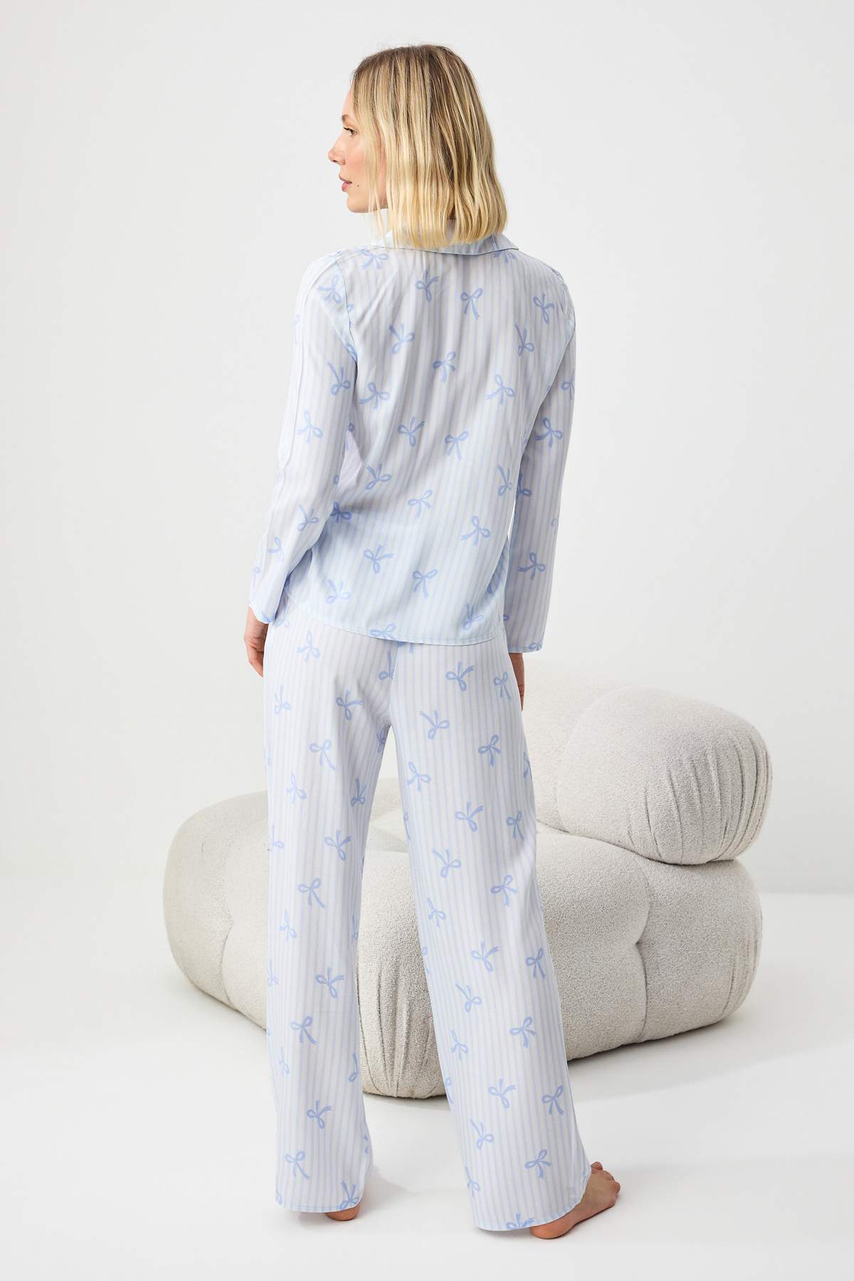 Trendyolmilla  Lila-Çok Renkli Kalp Shally Dokuma Pijama Takımı THMAW21PT0936 - Görsel 4