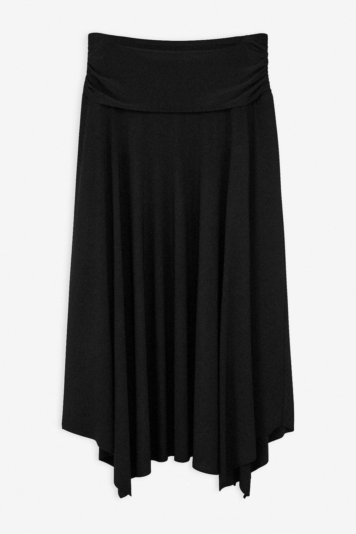 Trendyolmilla  Siyah Bel Detaylı Yırtmaçlı Esnek Örme Maxi Büyük Beden Etek TBBSS26AZ00015 - Görsel 3