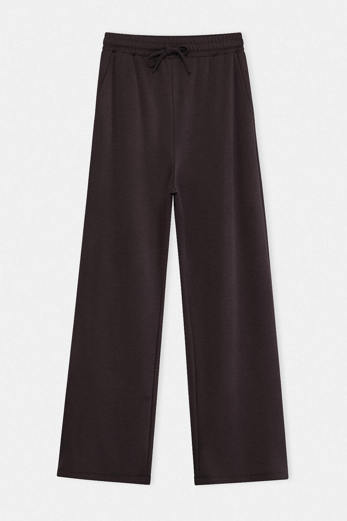 Trendyolmilla  Kahverengi Bisiklet Yaka Kısa Kol Lastikli Rahat Kalıp Alt - Üst Takım - Görsel 3