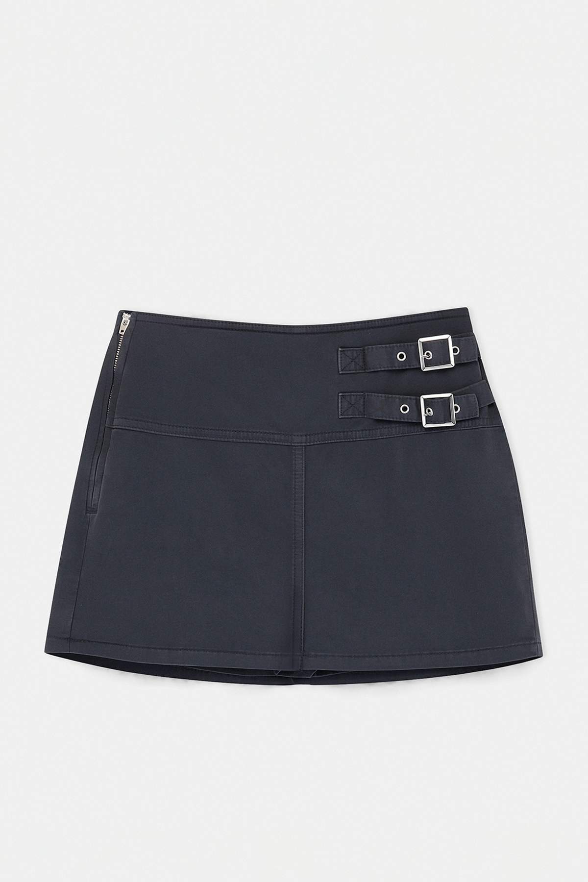 Trendyolmilla  Antrasit %100 Pamuk Yüksek Bel Denim Şort Etek TWOSS26SR00125