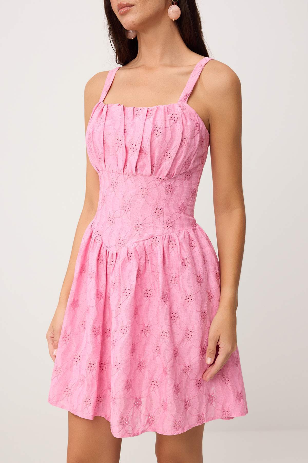 Trendyolmilla  Pembe Düz Kısa / Mini Dokuma Elbise TWOSS26EL00901 - Görsel 3