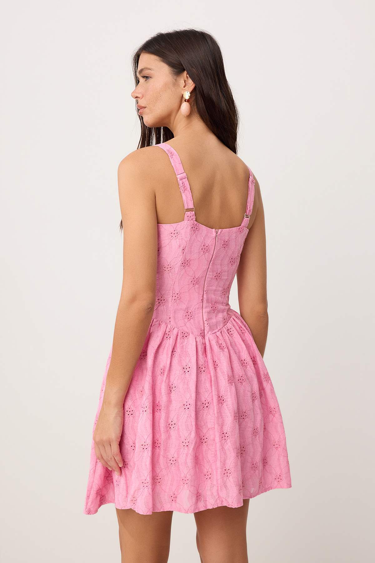 Trendyolmilla  Pembe Düz Kısa / Mini Dokuma Elbise TWOSS26EL00901 - Görsel 4