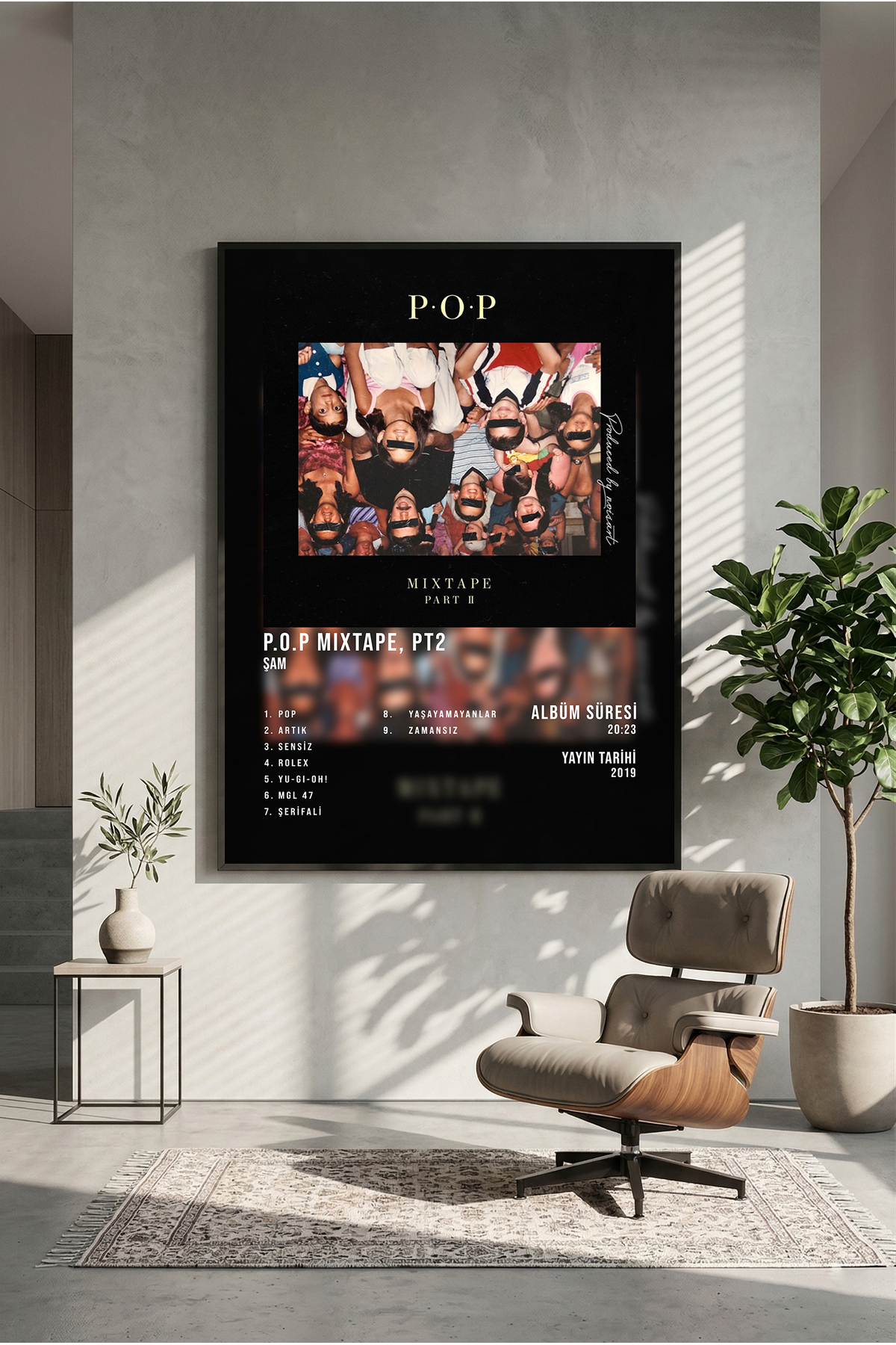 postercraft ŞAM Pop Mixtape PT2 Album Tasarım Modern Panel Tablo