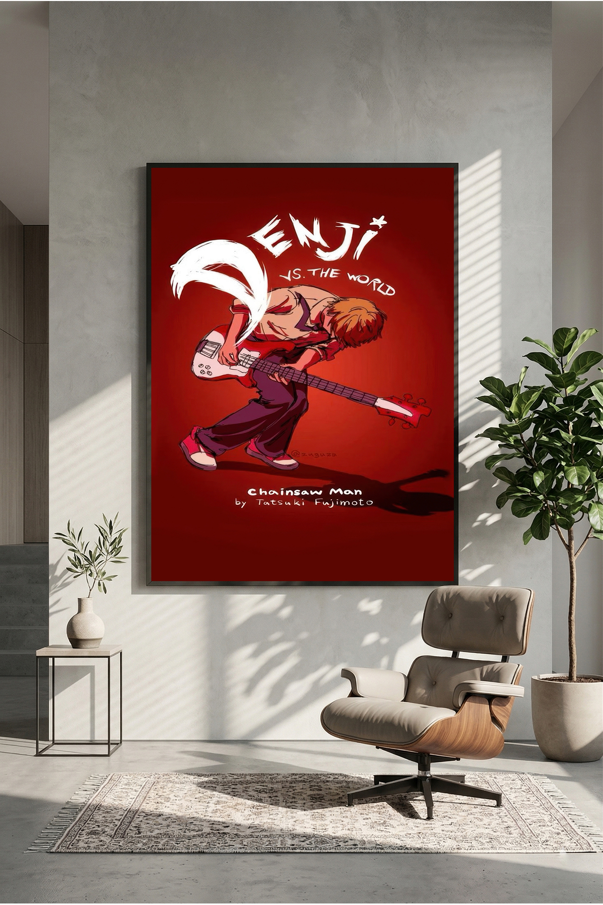 postercraft Chainsaw Man Denji vs The World Ahşap Tablo Poster