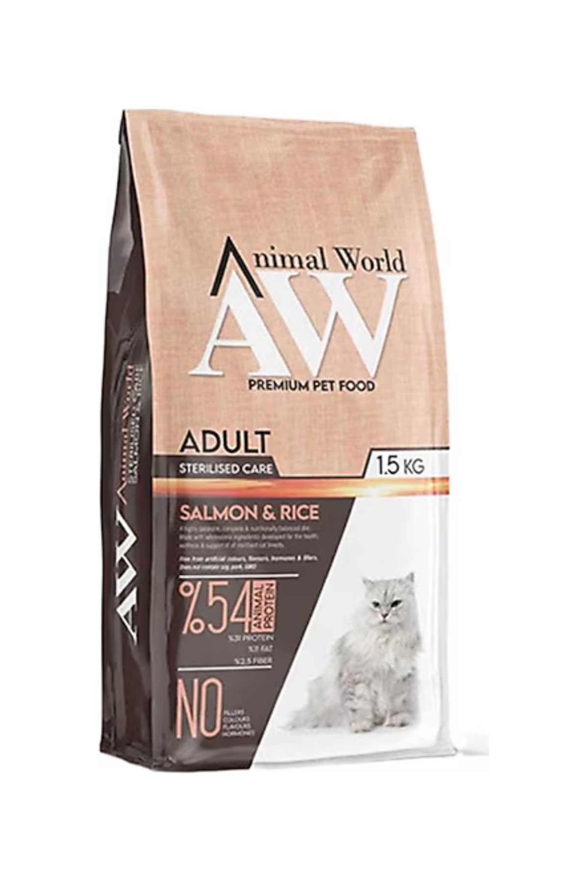 Animal World Sterilised Somonlu Kısırlaştırılmış Kedi Maması Yetişkin (1 - 7 Yaş)-15 Kg-Evet