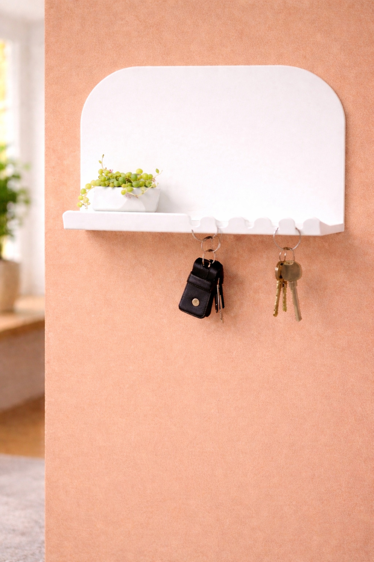 Ekol White 🌸Both Rack and Keychain 🌸Modern Metal Keychain – Wall Mounted Organizer