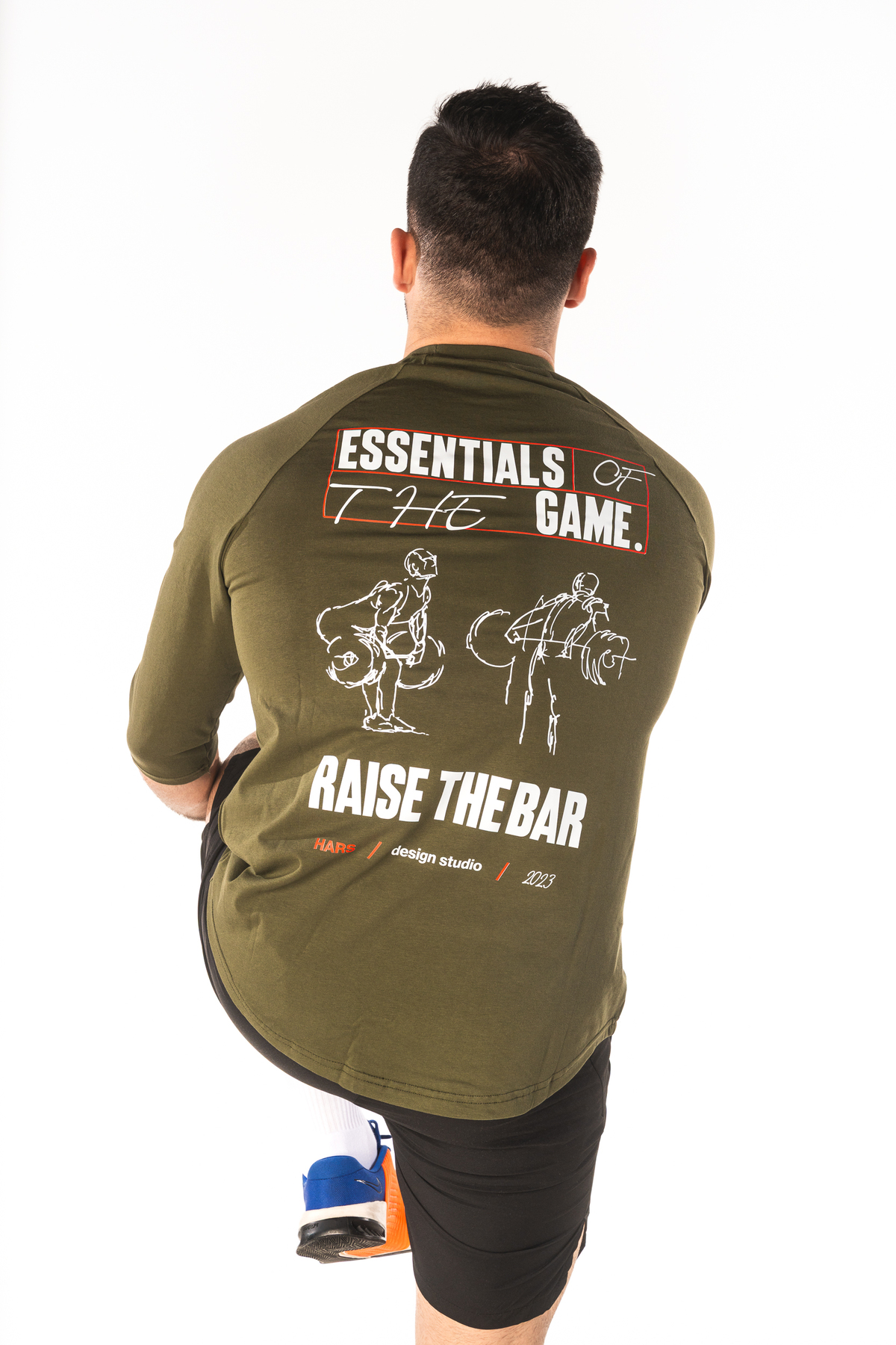 HARS FITNESS 3/4 ARM WORKOUT TOP GYM HALF ARM KHAKI