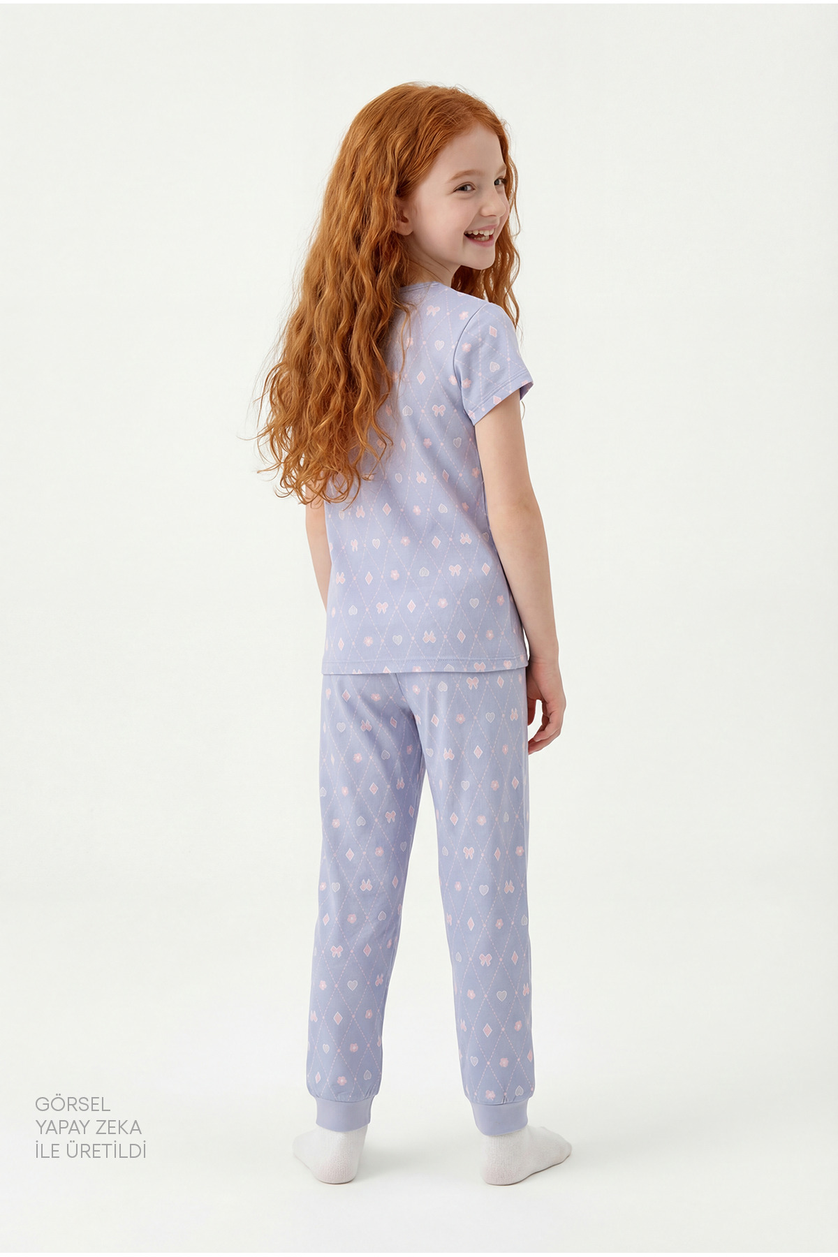 Penti Koyu Lila Kız Çocuk Diamond Pamuklu 2'li Pijama Takımı fotoğrafı 3 (önizleme)