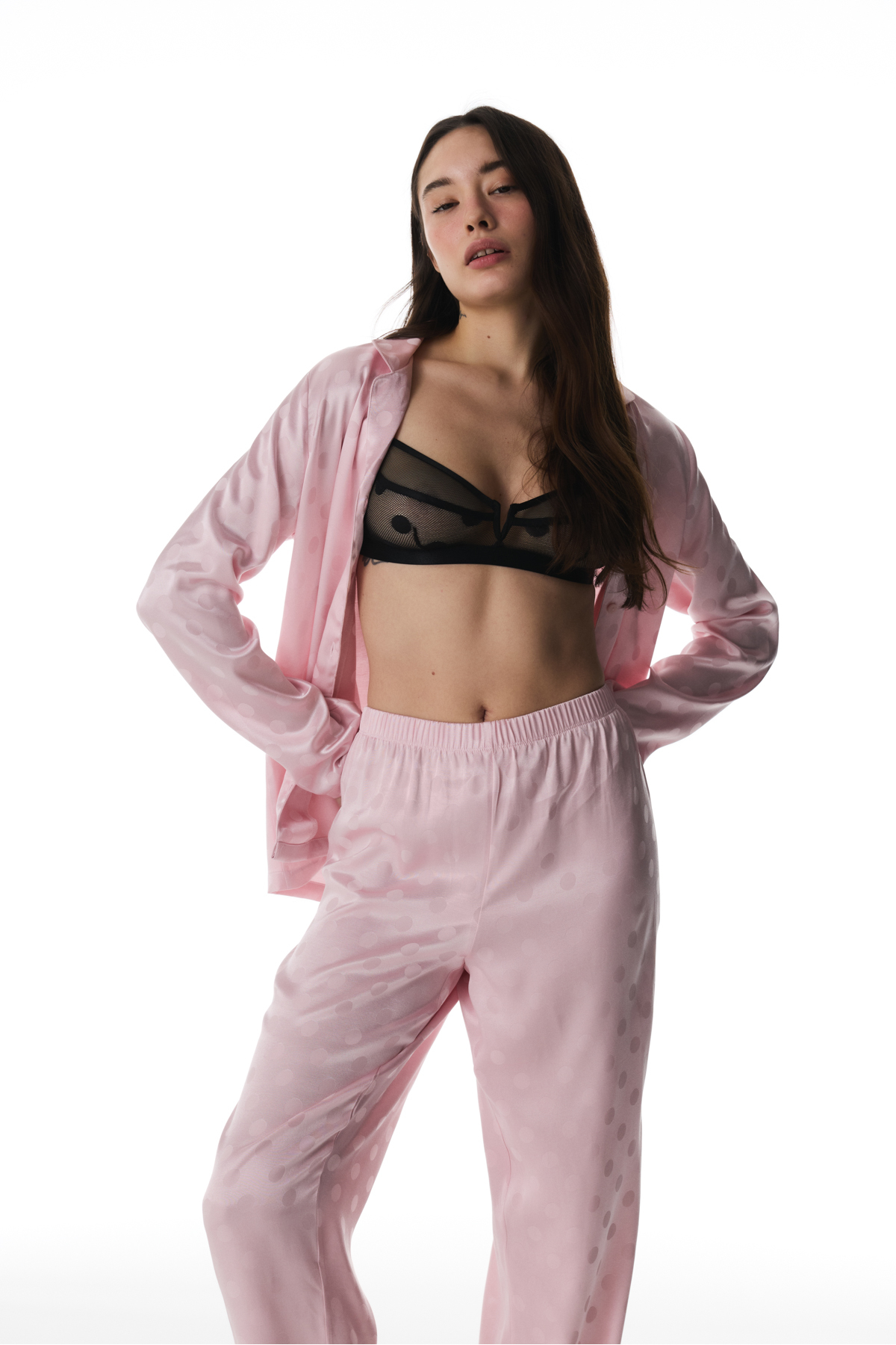 Penti  Pembe Quinn Saten Düğmeli Gömlek Pantolon Pijama Takımı - Görsel 2