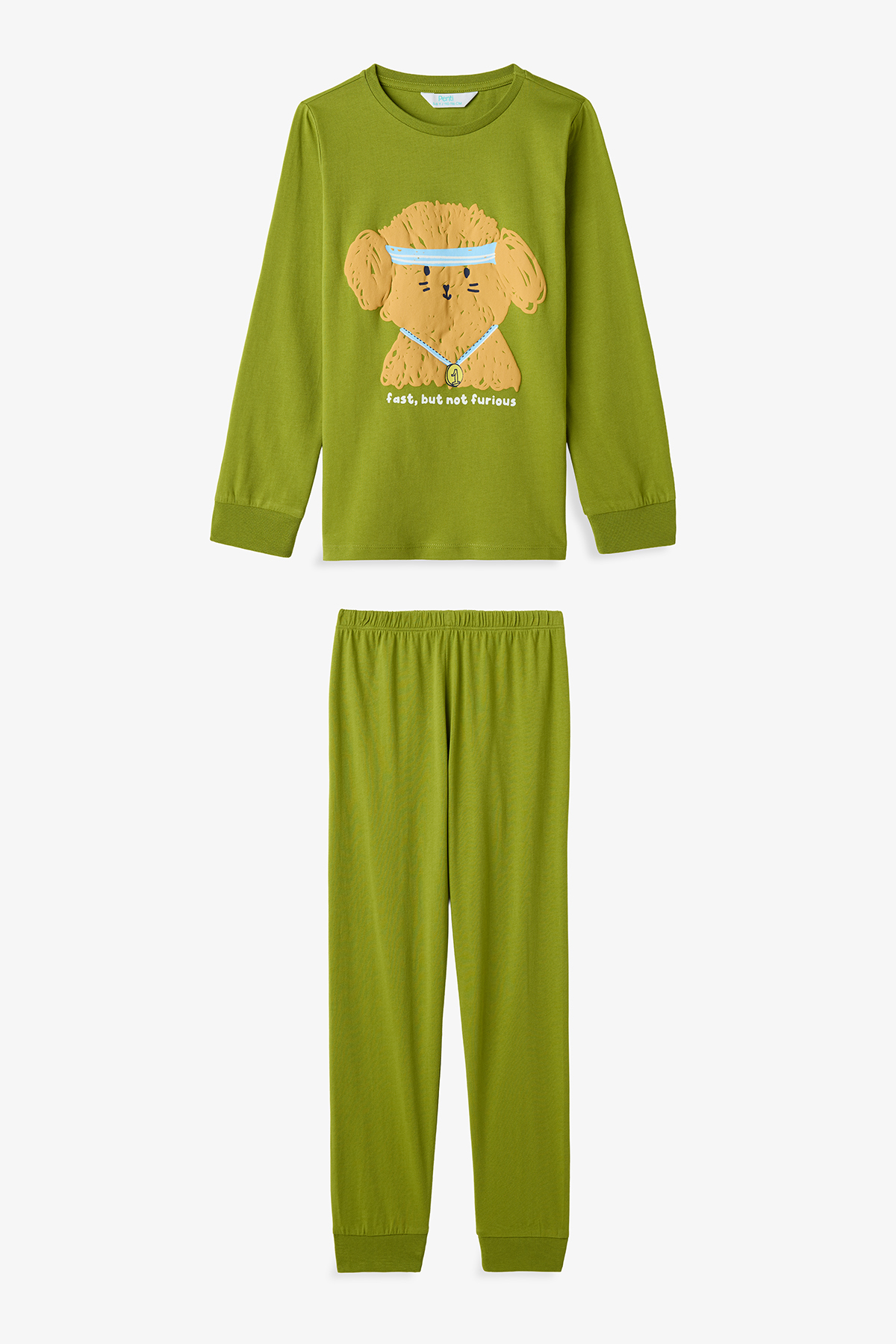 Penti Yağ Yeşili Erkek Çocuk Runner Dog Uzun Kollu Pamuklu 2'li Pijama Takımı fotoğrafı 4 (önizleme)