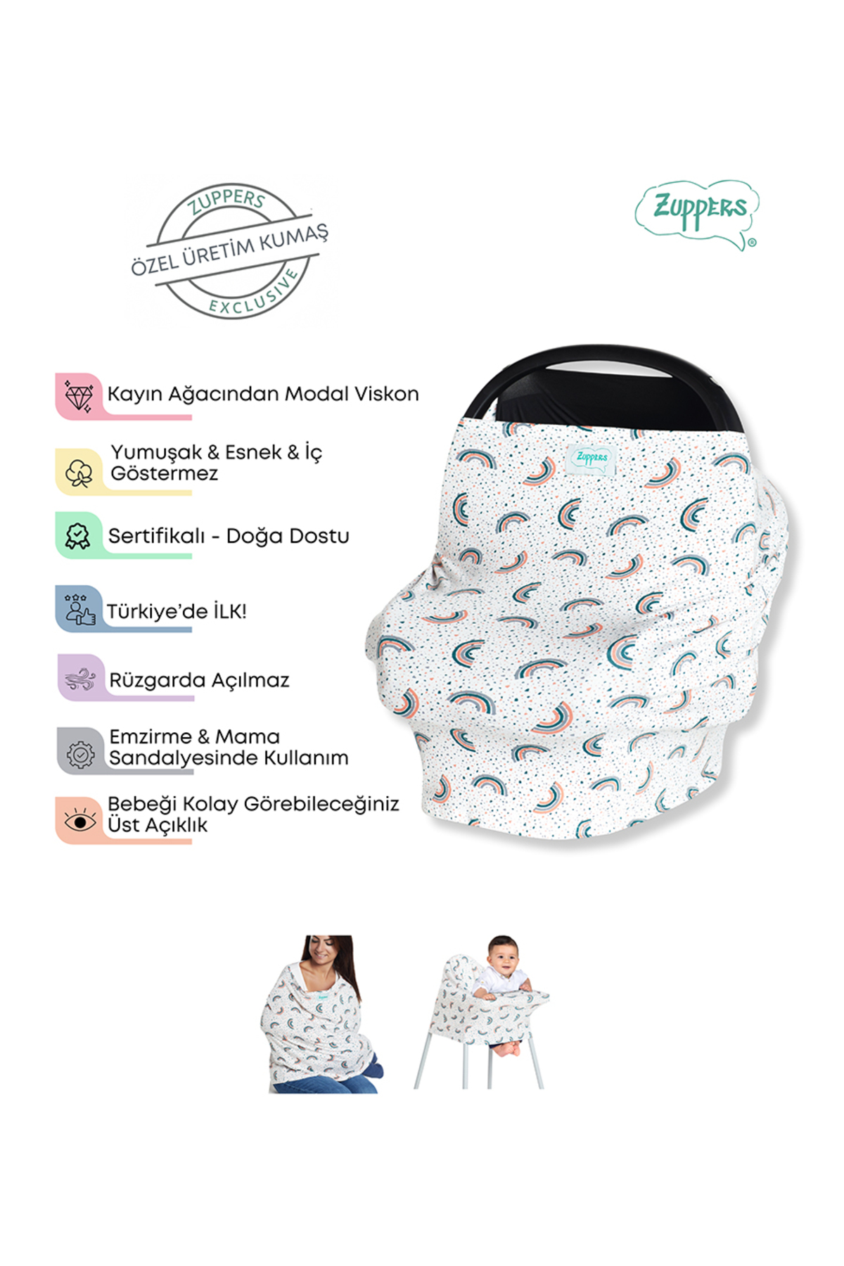 Zuppers Fonksiyonel Puset Ve Emzirme Örtüsü - Joy - Kese Çanta Hediyeli fotoğrafı 3 (önizleme)
