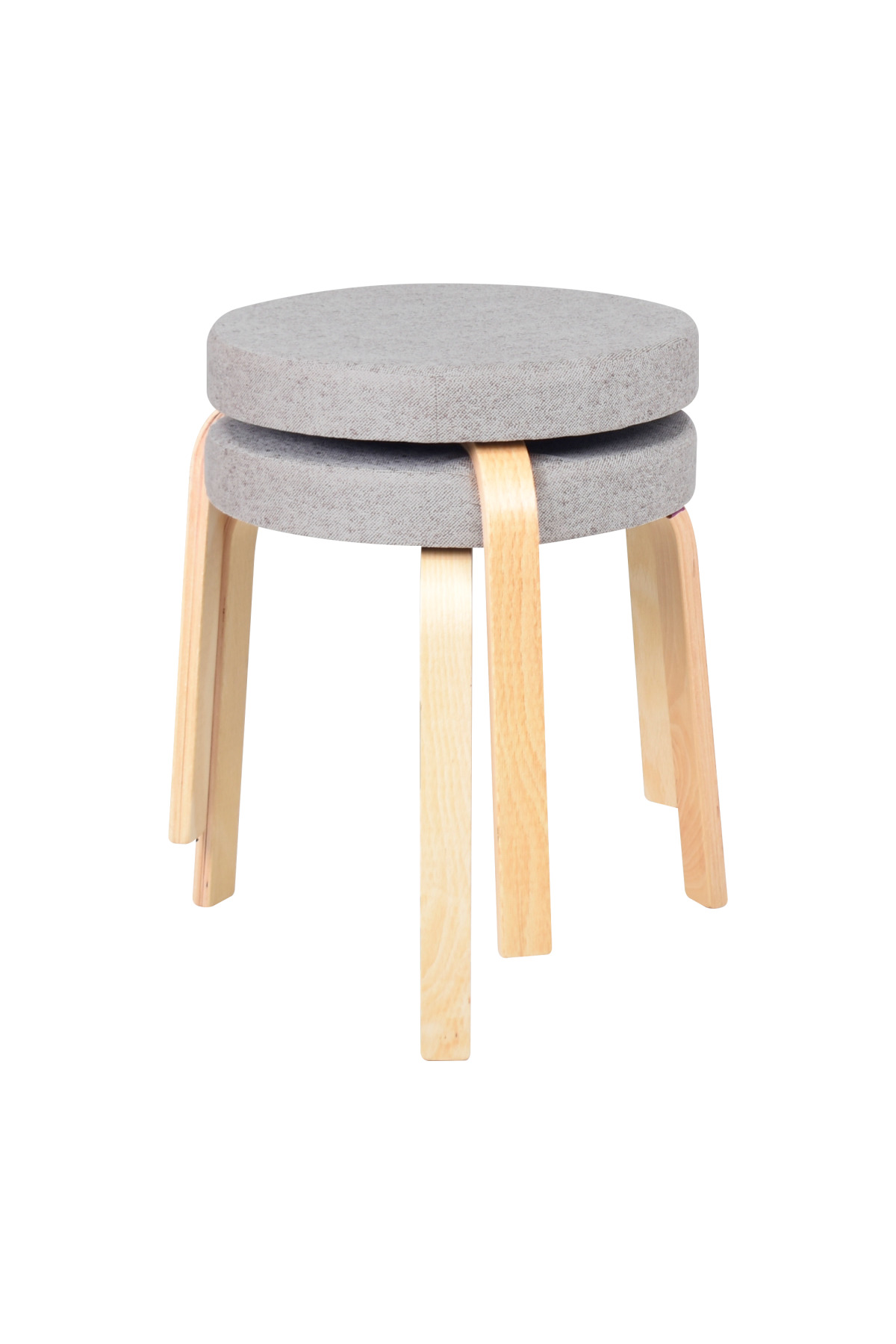 Aegean Natural Wooden Feet Stackable Kitchen Balcony Stool 2 Pieces