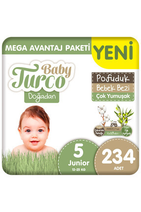 Baby Turco Doğadan Mega Avantaj Paketi Pofuduk Bebek Bezi 5 Numara Junior 234...