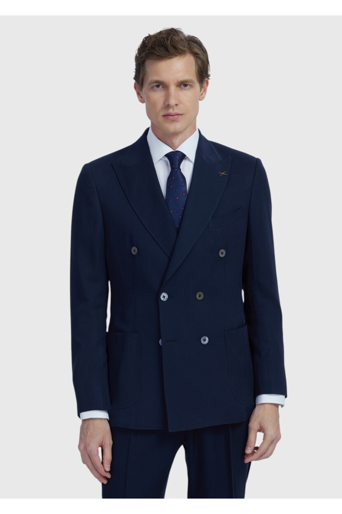 Ramsey  Lacivert Düz Zeroweight Slim Fit Yün Karışımlı Takım Elbise