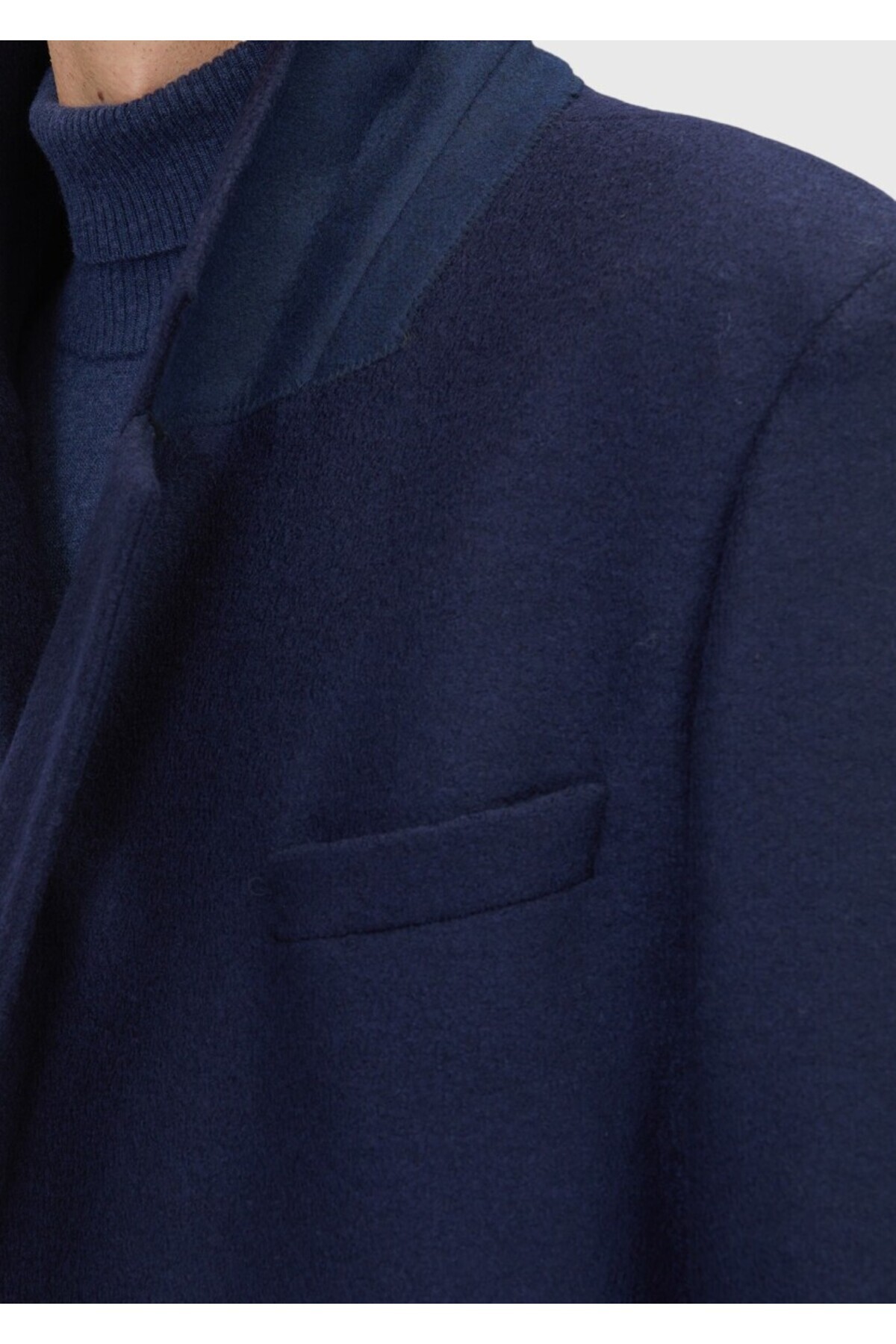 Ramsey  Lacivert Regular Fit Casual Örme Palto - Görsel 7