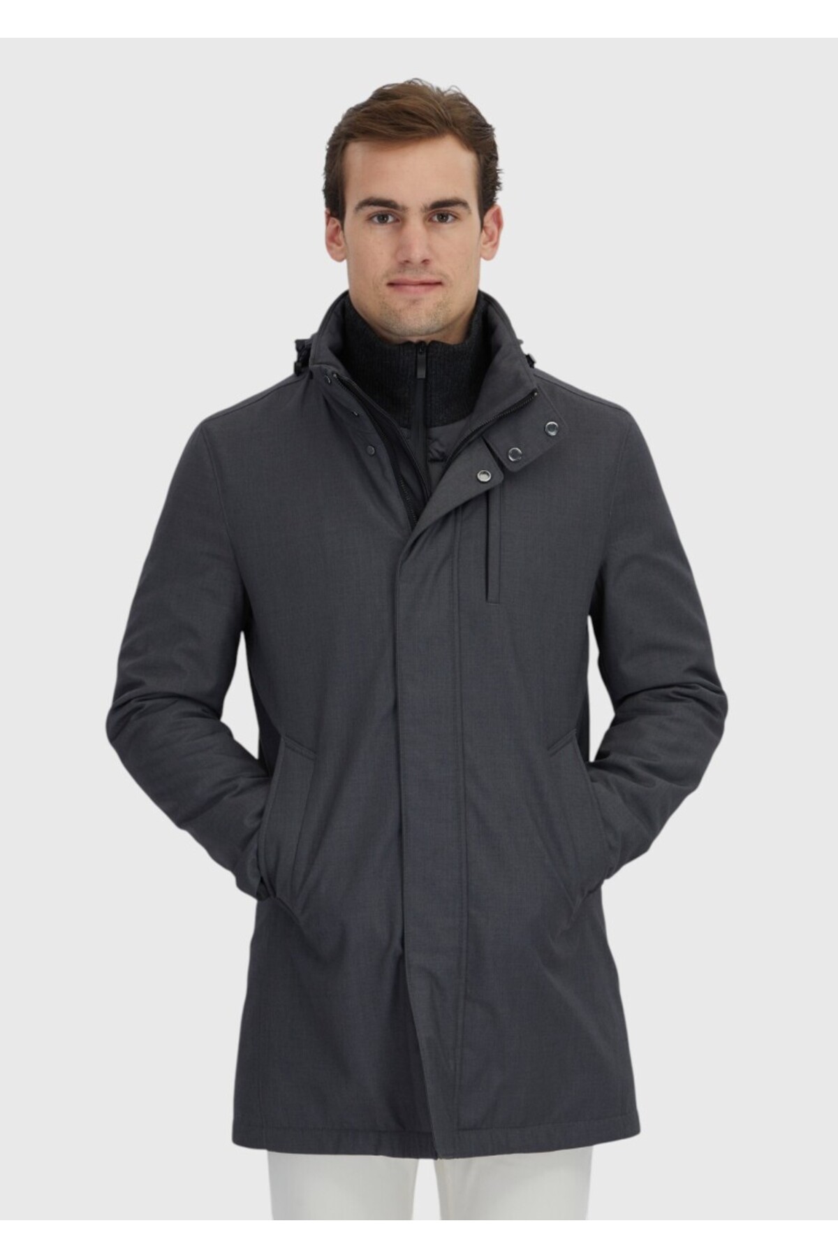 Antrasit Regular Fit Dik Yaka Casual Dokuma Kaban — رنگارنگ 164122 — تصویر 4 از 7