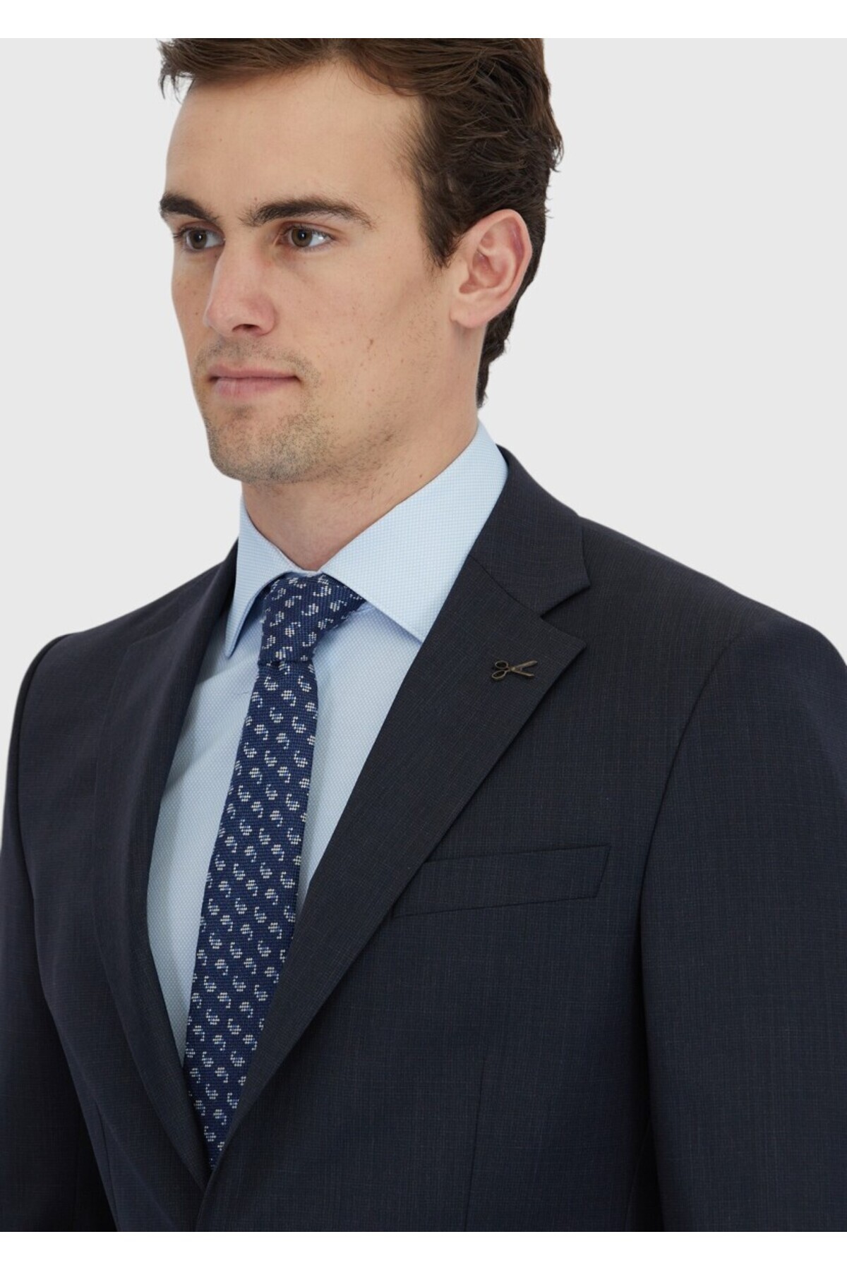 Ramsey  Lacivert Mikro Modern Fit Yün Karışımlı Takım Elbise - Görsel 3