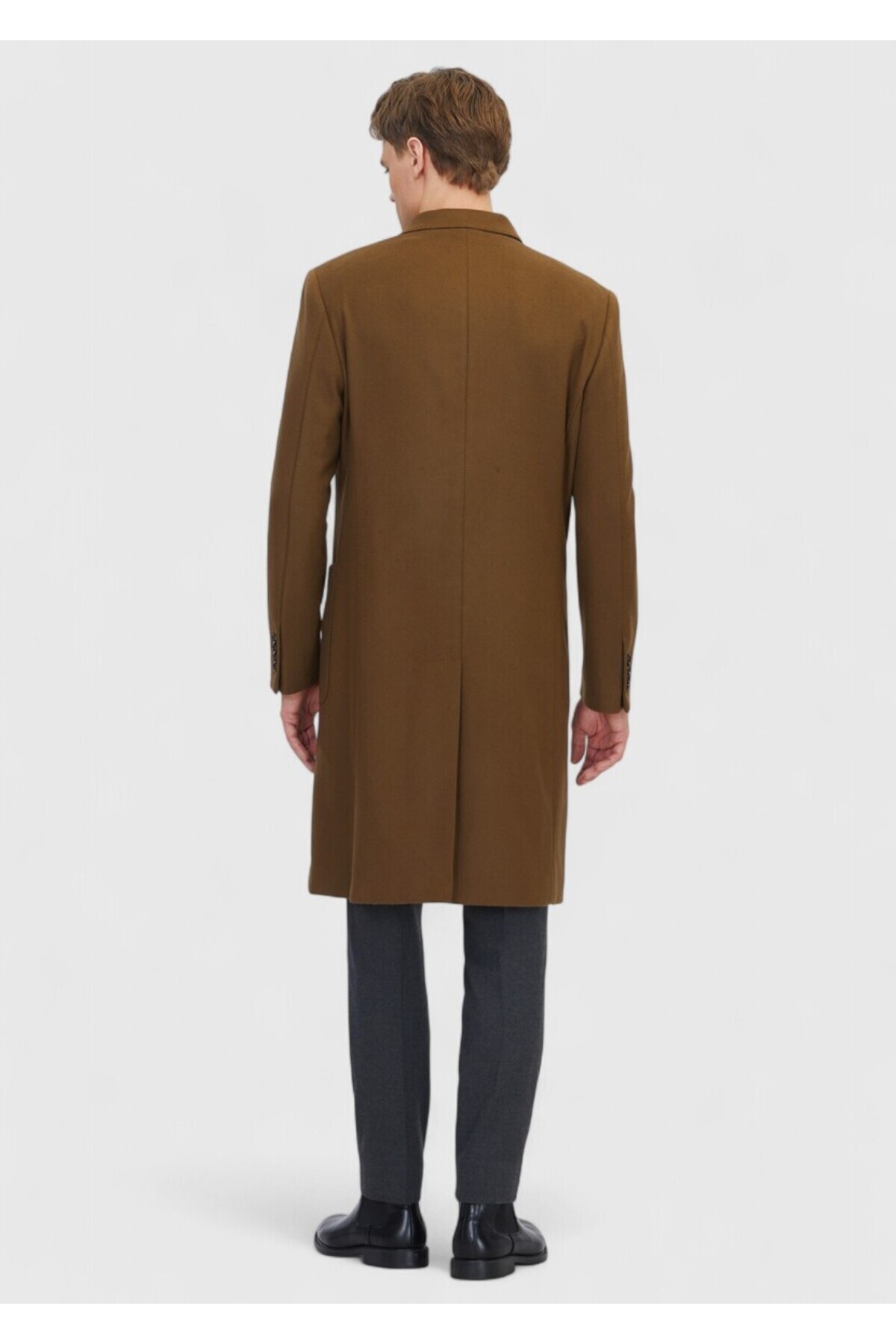 Ramsey  Yağ Yeşili Regular Fit Kruvaze Yaka Casual Dokuma Palto - Görsel 7