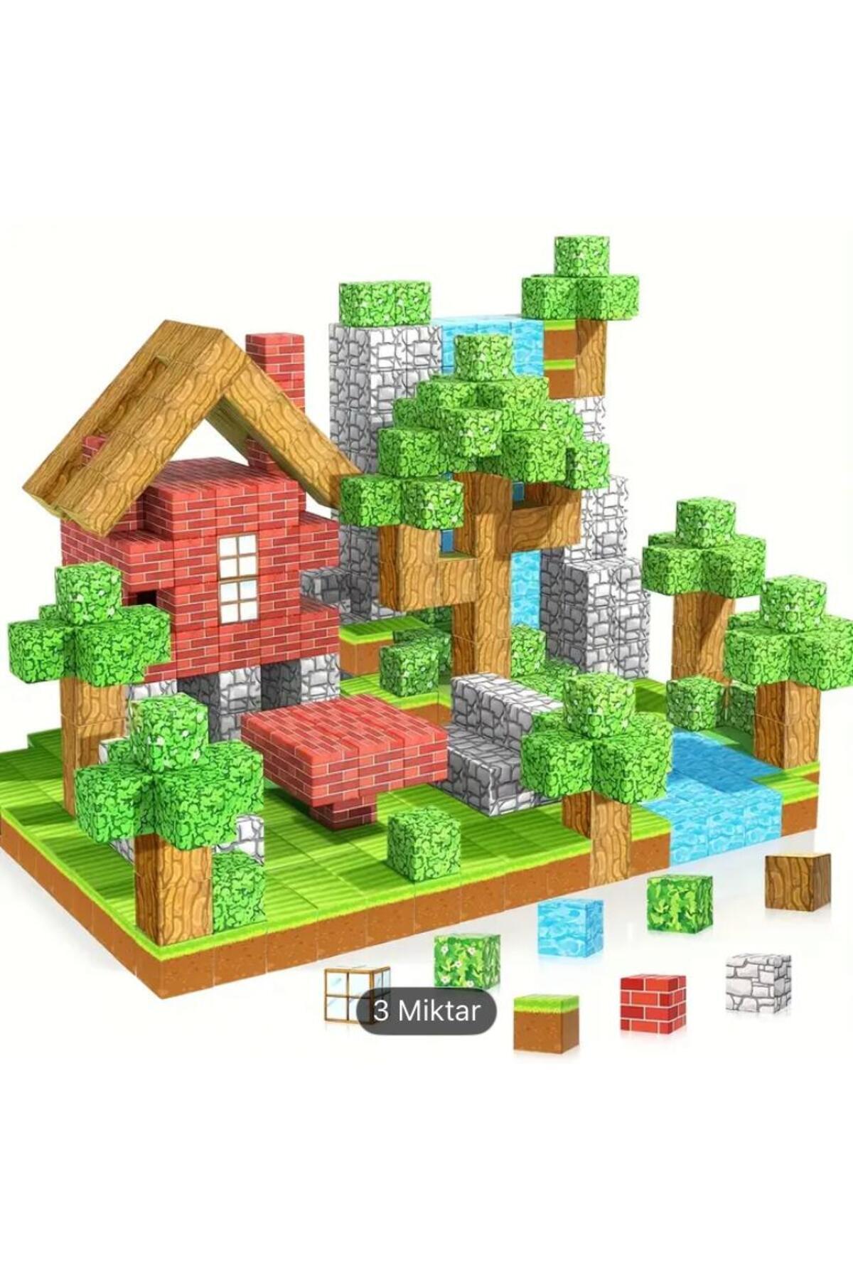 Manyetik Bloklar 100 Parça Manyetik Minecraft Temalı Yapı Oyuncağı | Zeka Geliştirici Blok Seti kutulu fotoğrafı 2 (önizleme)