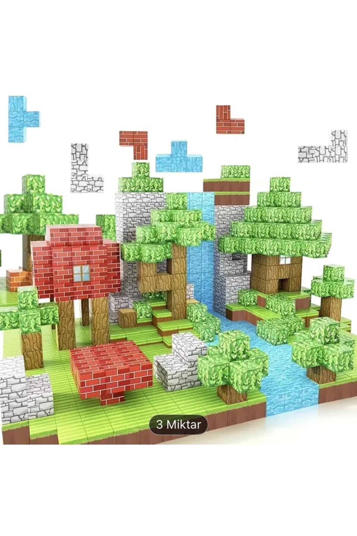 Manyetik Bloklar 100 Parça Manyetik Minecraft Temalı Yapı Oyuncağı | Zeka Geliştirici Blok Seti kutulu fotoğrafı 4 (önizleme)
