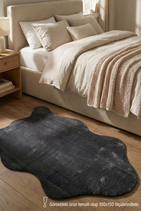 Halispecial Yuma Antrasit Peluş Post Halı-Yumuşak-Yıkanabilir-Modern-Dekoratif