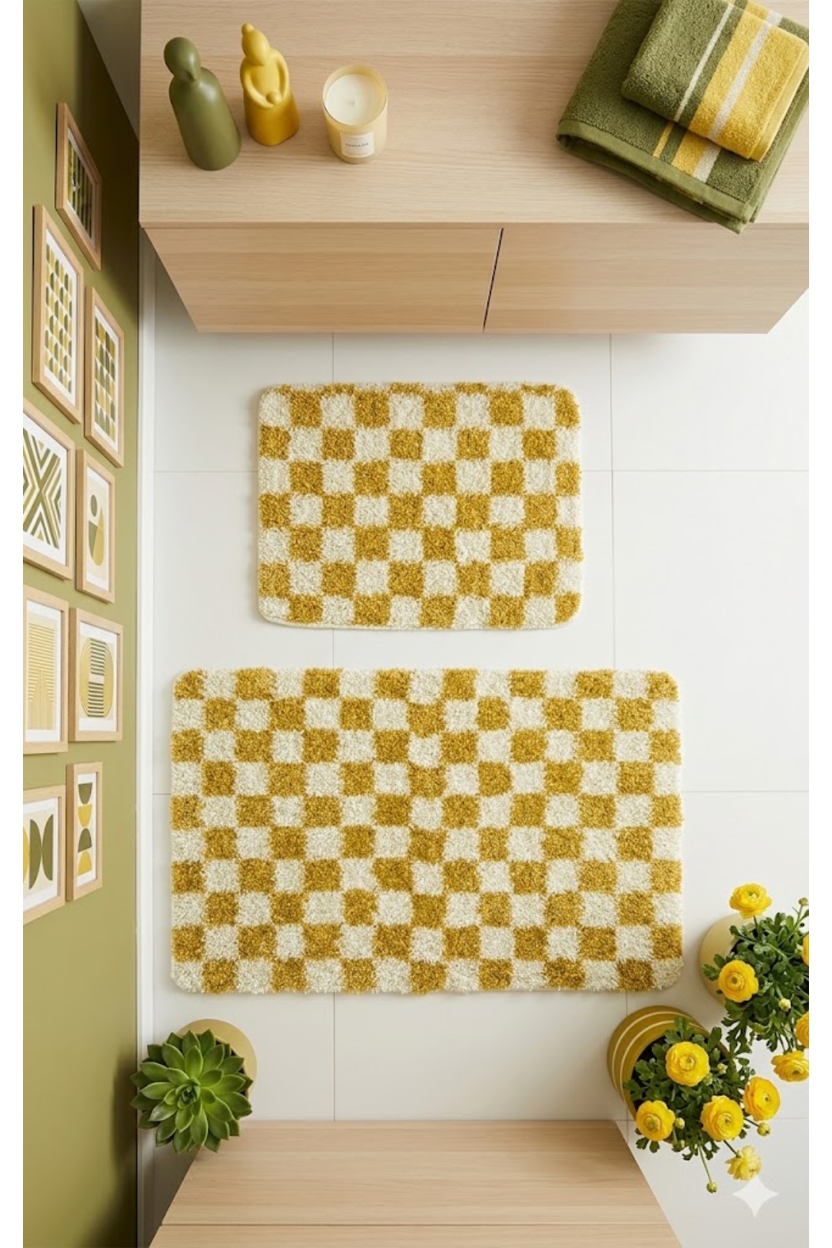Chess 2-Piece Bath Mat Non-Slip Base60x100-60x50