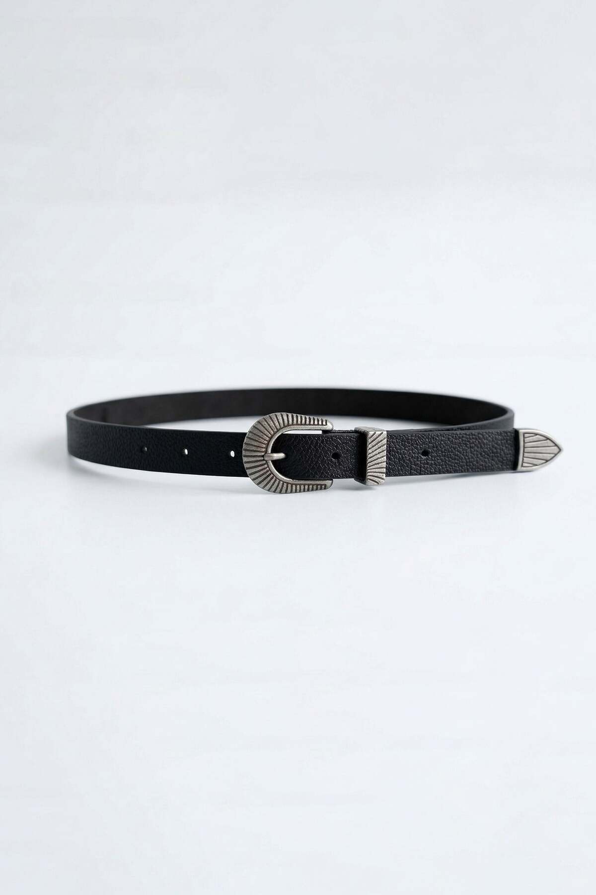 ablukaonline  Erkek Western Toka Detaylı Deri Kemer Siyah