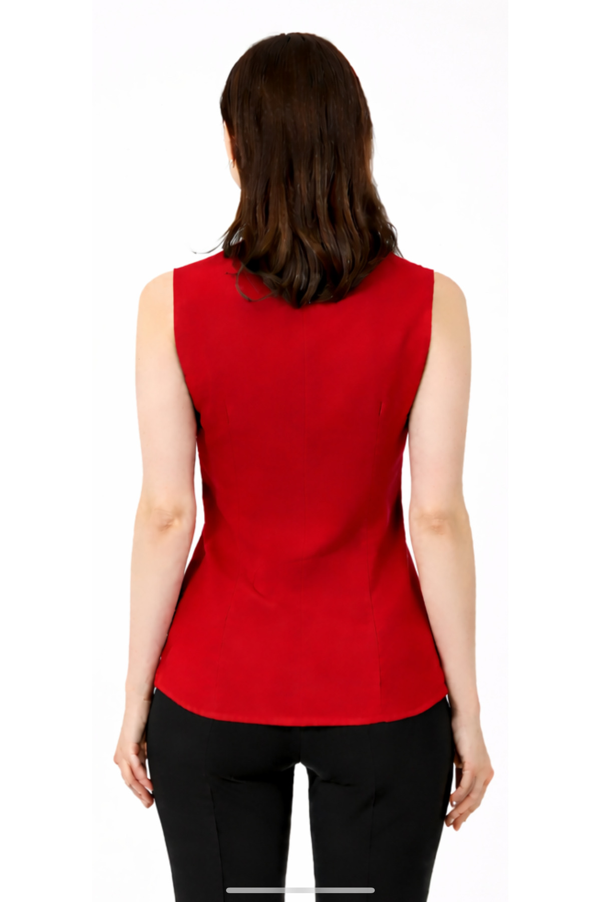 by shirts collection  Kırmızı Günlük Sıfır Kol Gömlek - Görsel 3