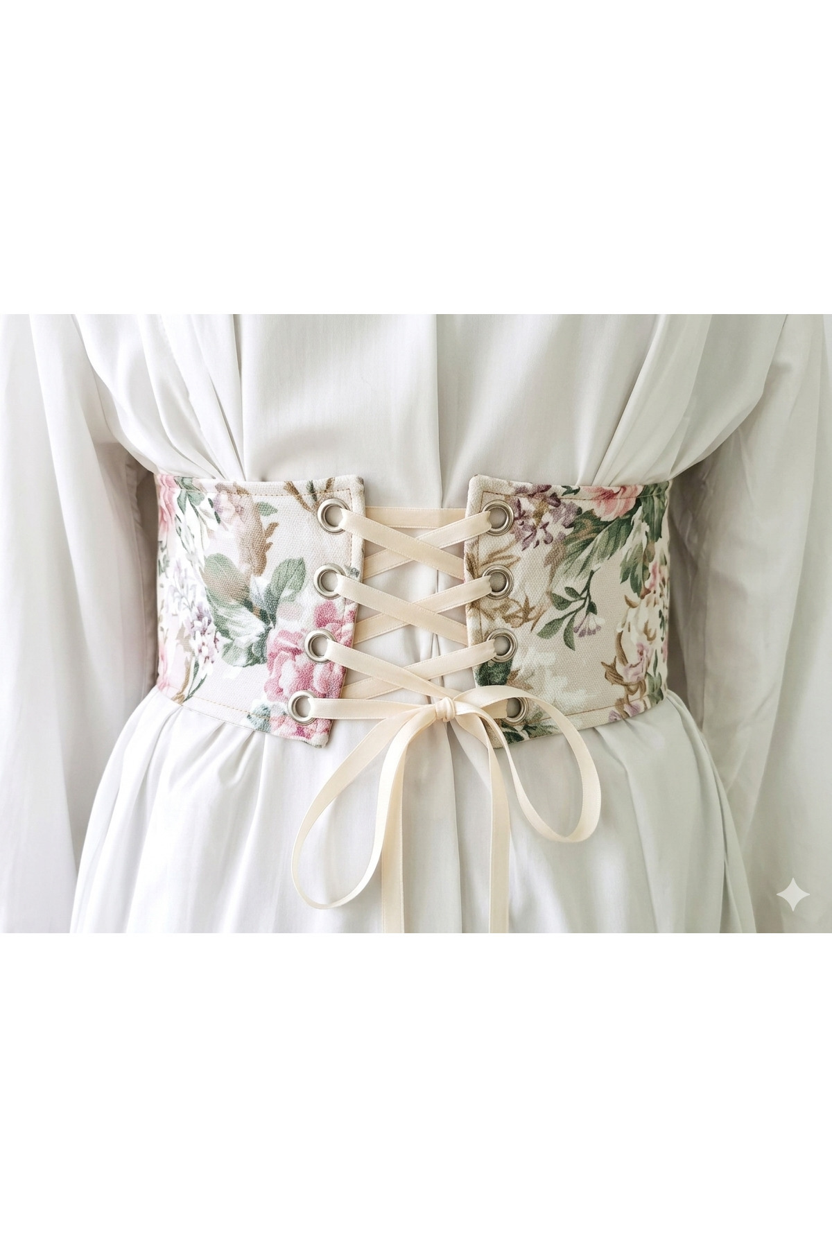 Alessia Vintage Çiçek Desenli Arkadan Bağcıklı Korse Büstiyer görsel 4