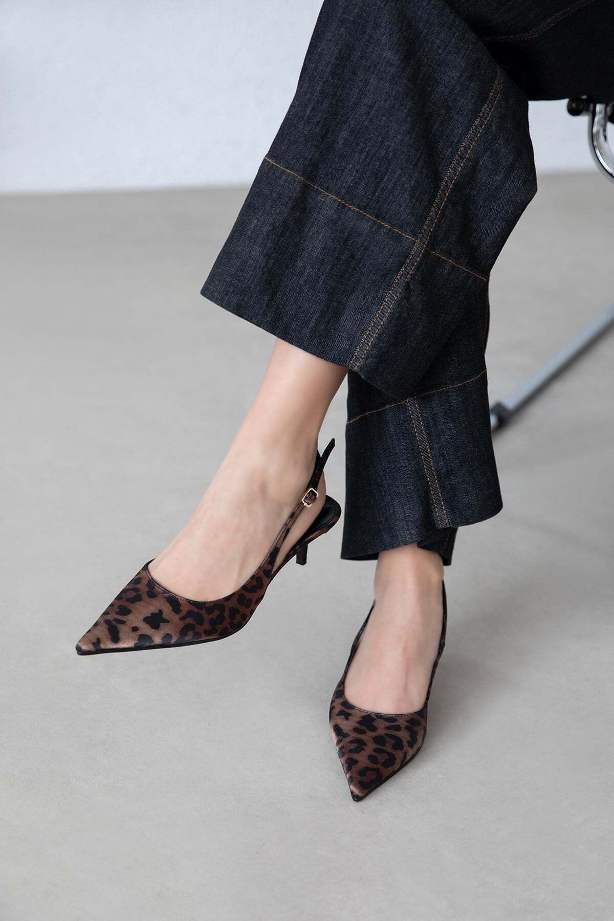 Straswans  Marcela Kadın Topuklu Saten Ayakkabı Leopar