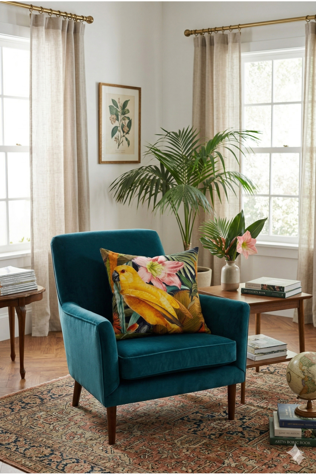 Bird Pattern Digital Print Decorative Pillowcase 45x45