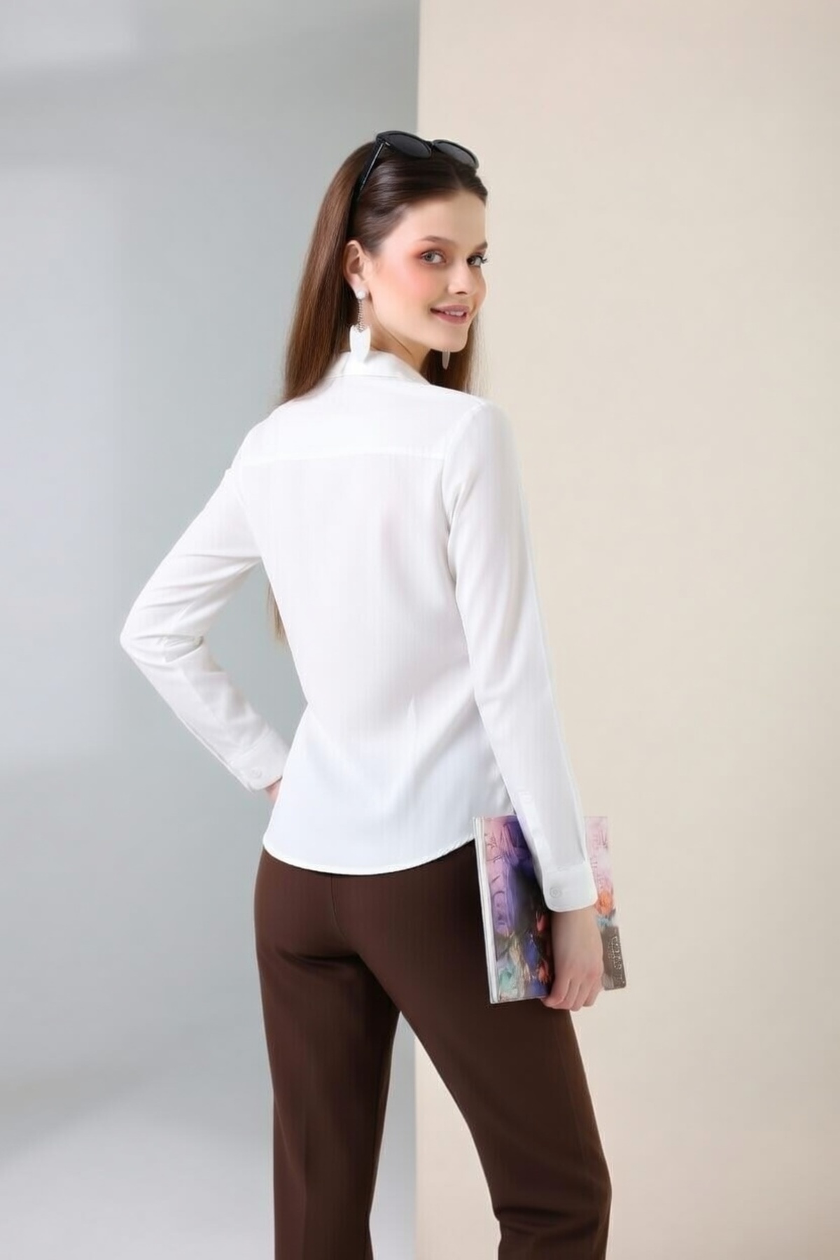 Corradeo Giyim Corradeo Slim Fit Kadın Gömlek - Beyaz görsel 4