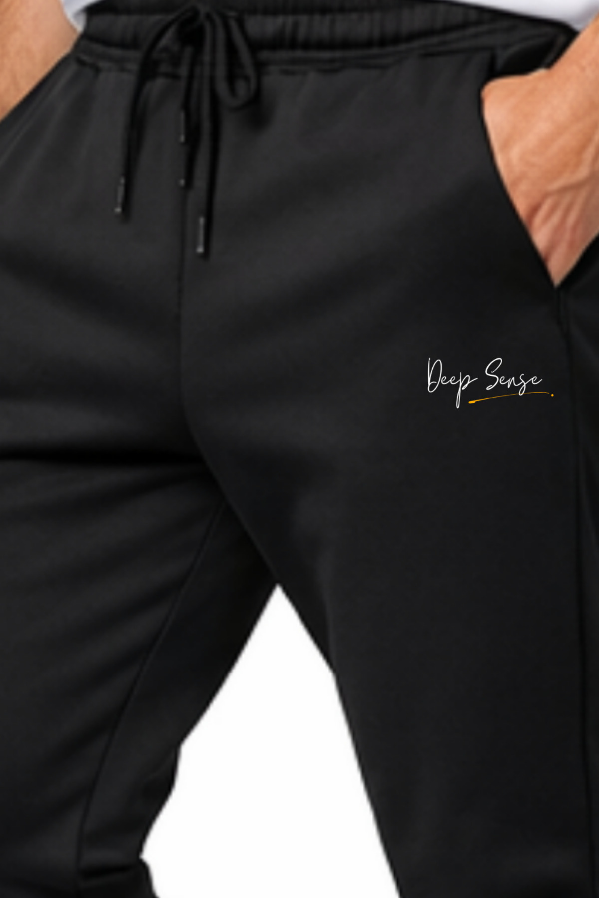 DEEPSENCE Erkek Siyah Scuba Kumaş Spor Eşofman Altı, Slim Fit Dalgıç Kumaş %95 Polyester %5 Elastan görsel 2