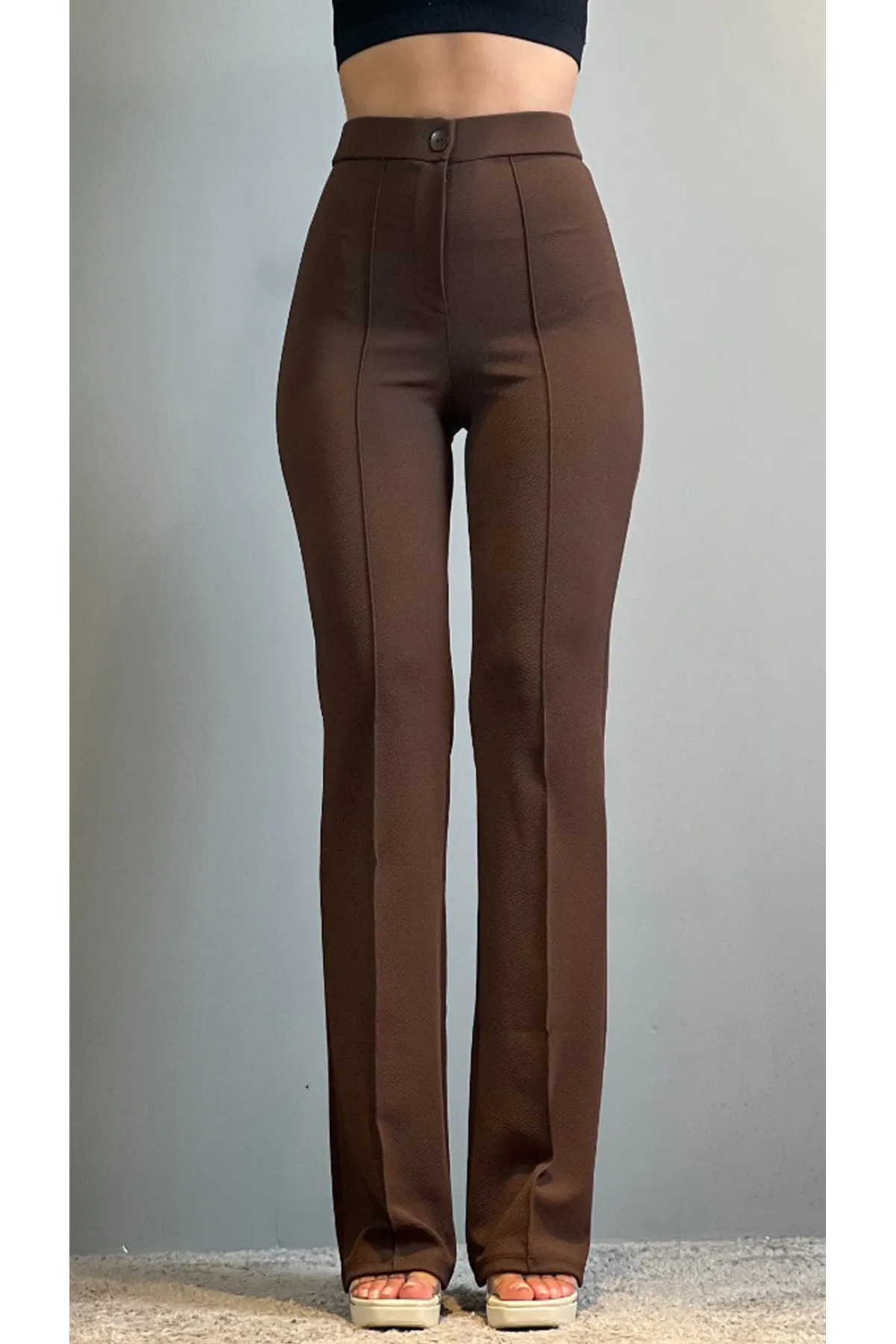 THIFF GYMWEAR  Krep Kumaş Likralı Kadın Palazzo Pantolon 3'lü Set - Görsel 2