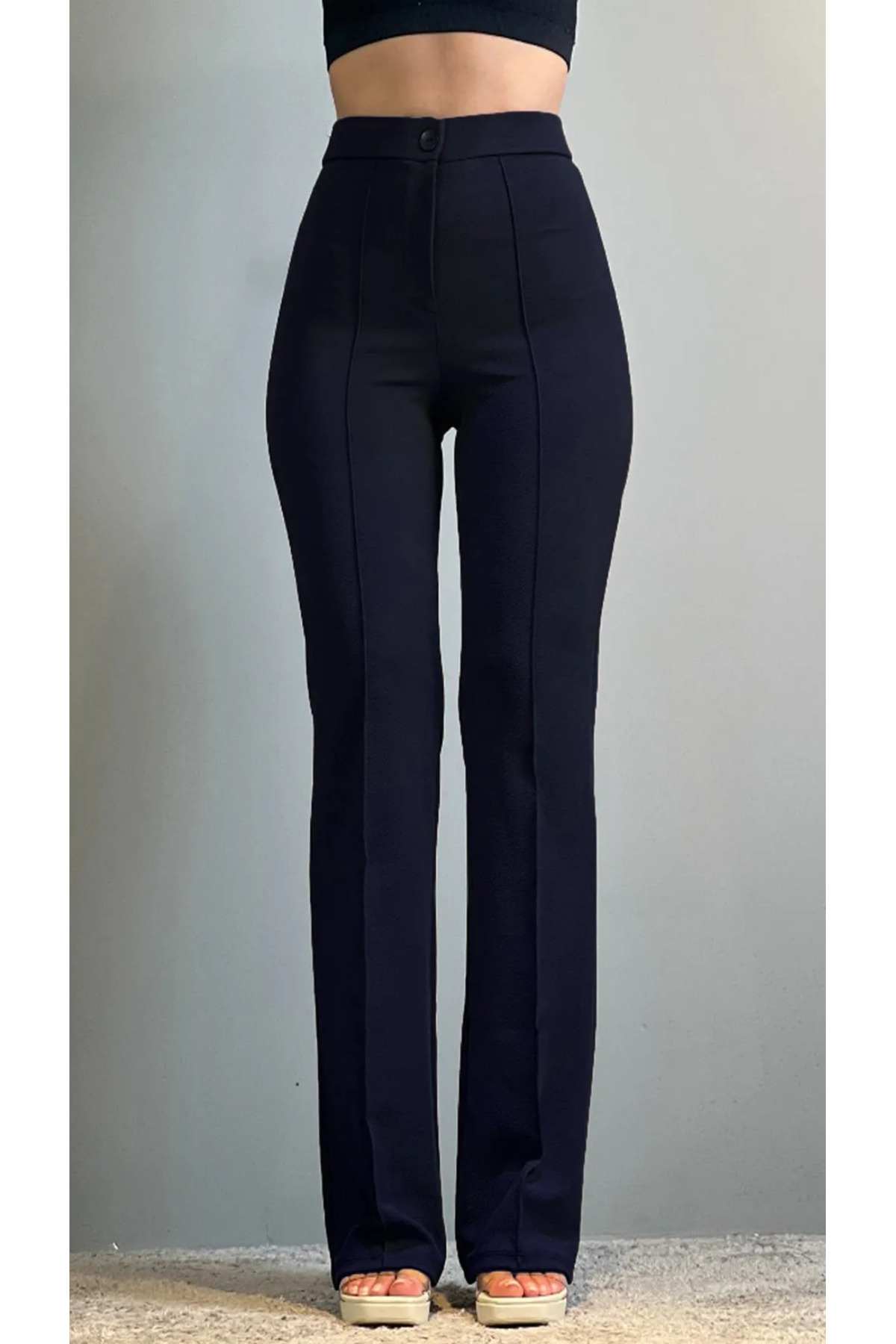 THIFF GYMWEAR  Krep Kumaş Likralı Kadın Palazzo Pantolon 3'lü Set - Görsel 3