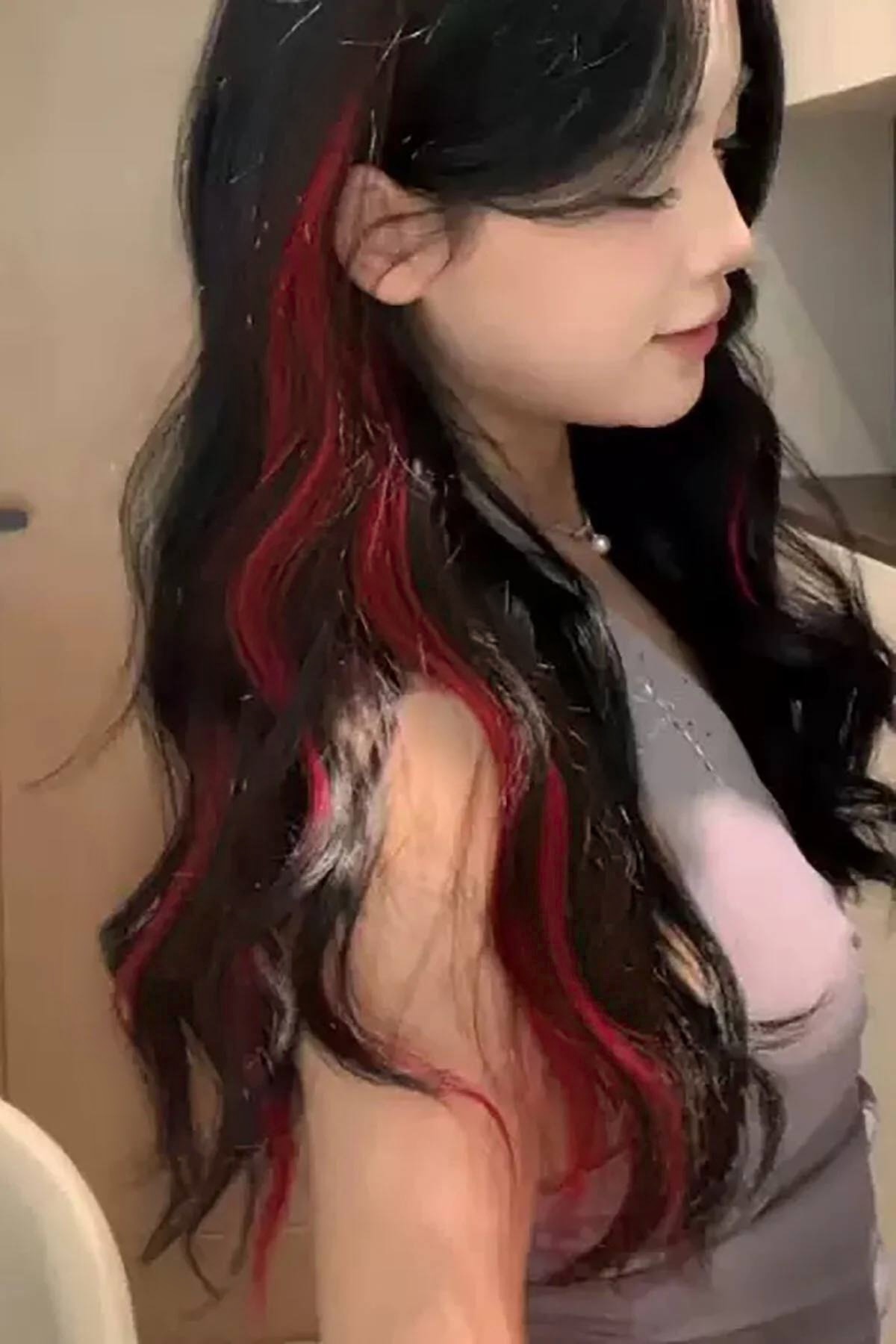 Side Snap Hair Extension Burgundy Color 45 Cm