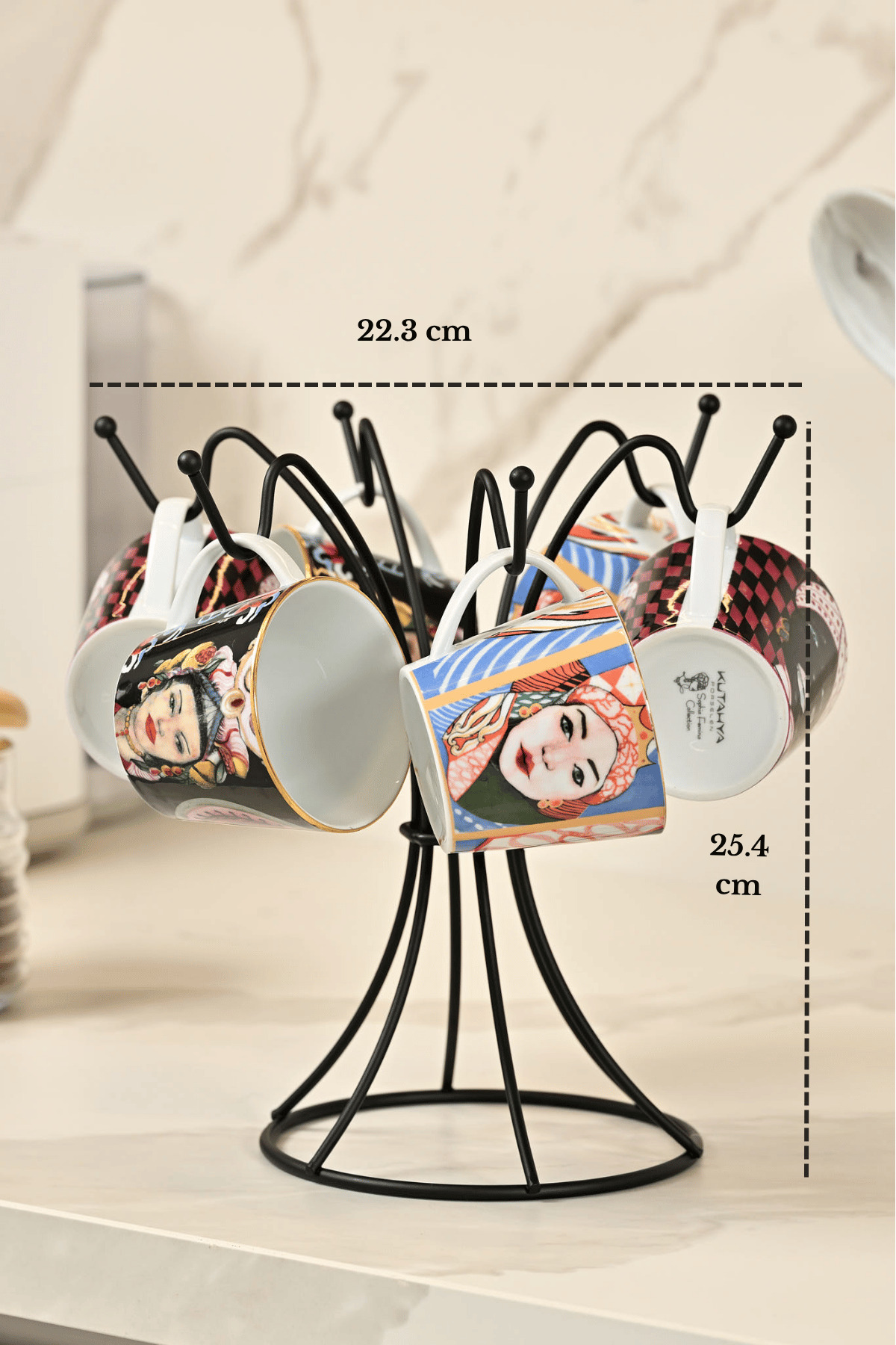 Black 6 Hooks Cup Hanger Mug Cup Organizer Stainless Metal