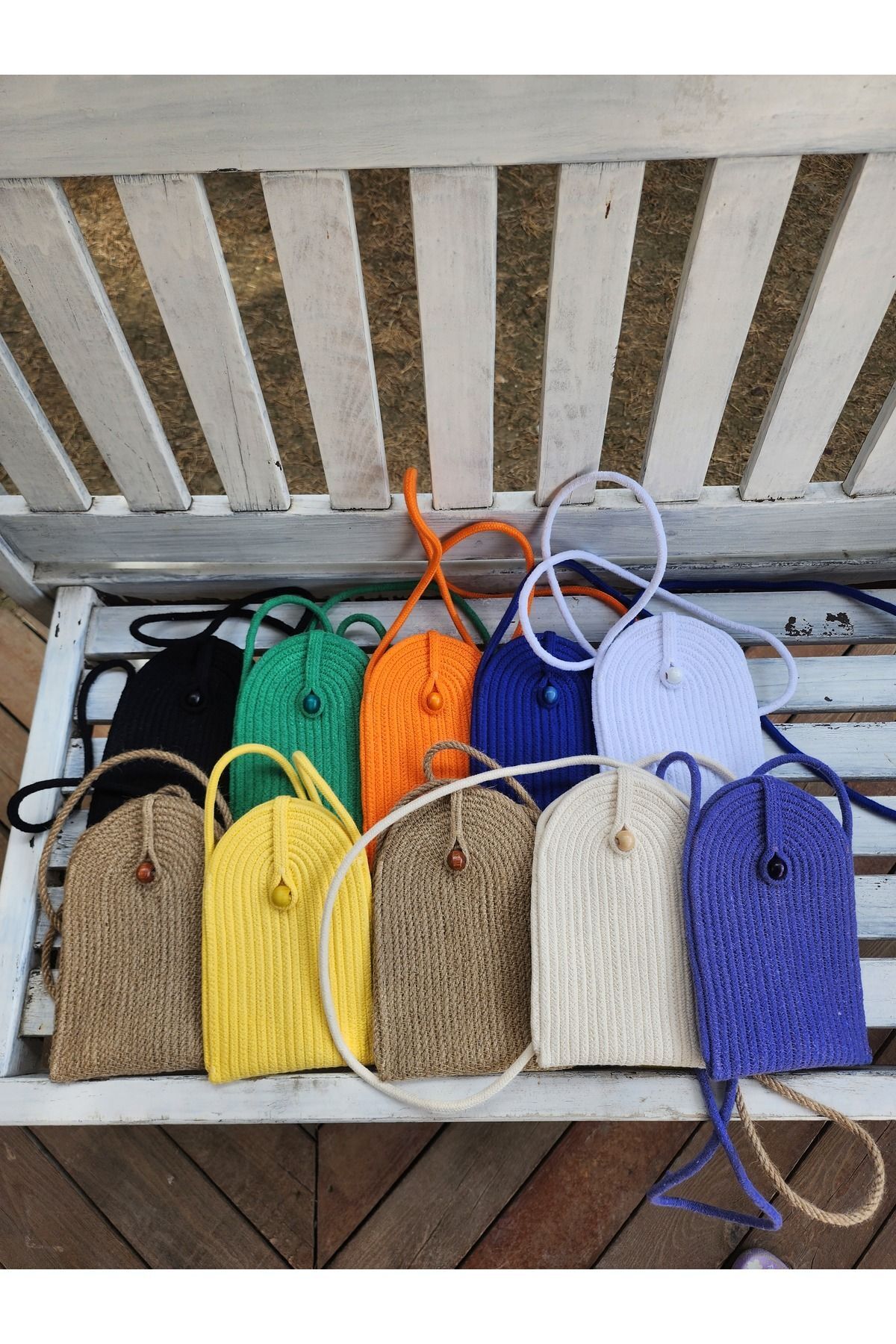Yektayla El yapımı telefon çantası , hasır çanta , telefon aksesuarı görsel 3