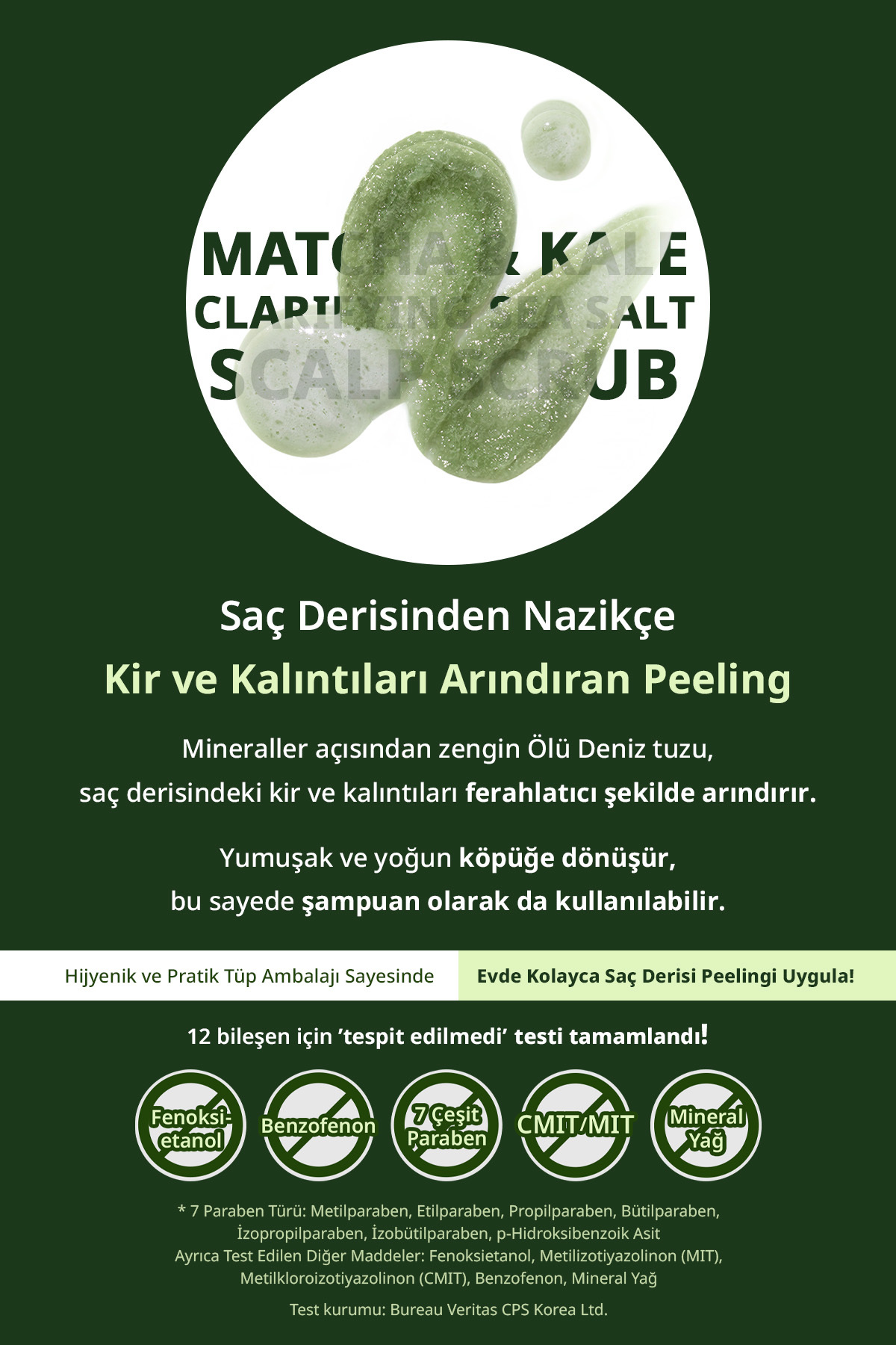 Yağlı Saçlara Dökülme Karşıtı Saç Derisi Peelingi Matcha&Kale Clarifying Sea Salt Scalp Scrub — 7262 — تصویر 9 از 9