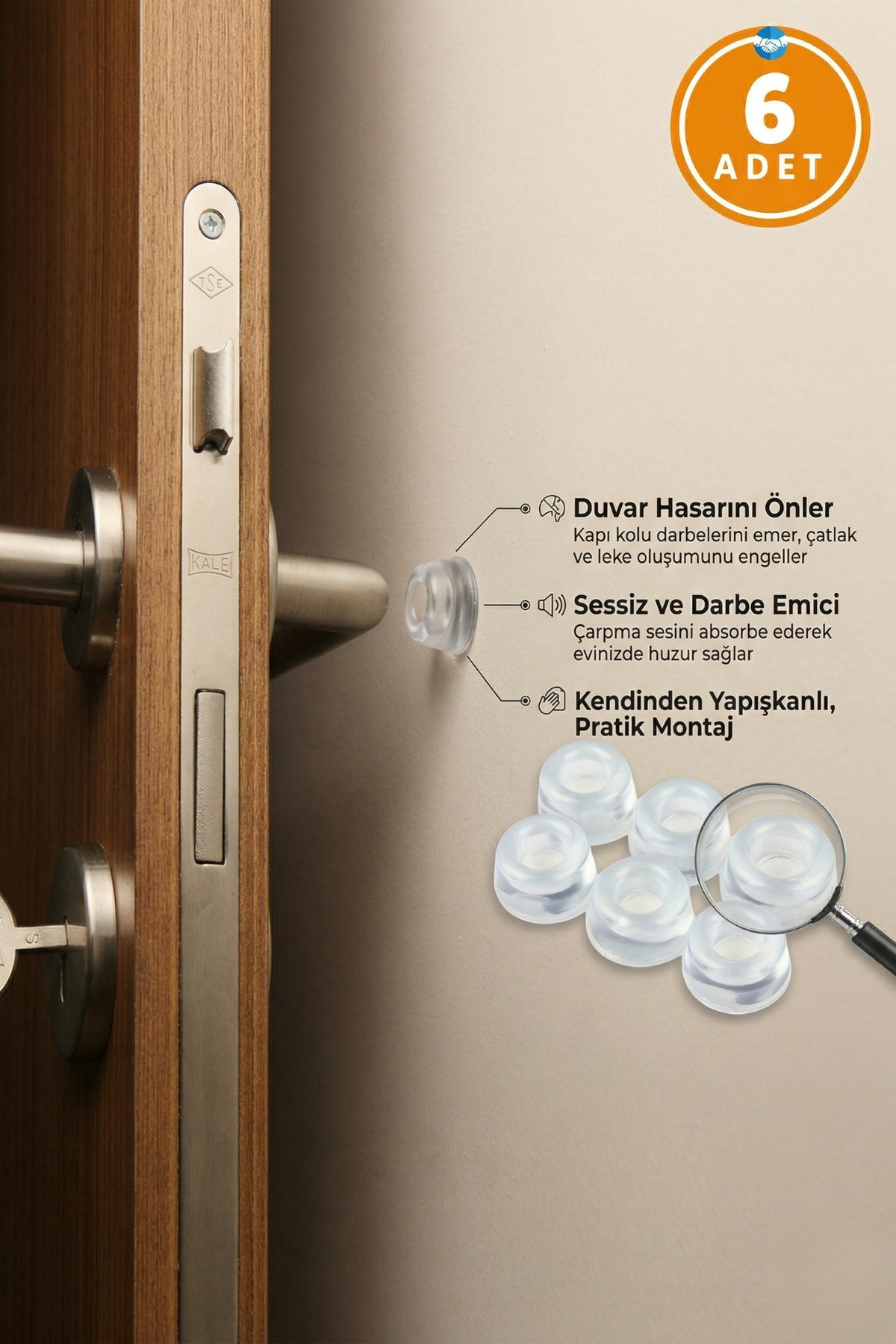 6Pcs Adhesive Trace Proof Silicone Door Bumper Door Stopper Multipurpose Use Furniture Protection