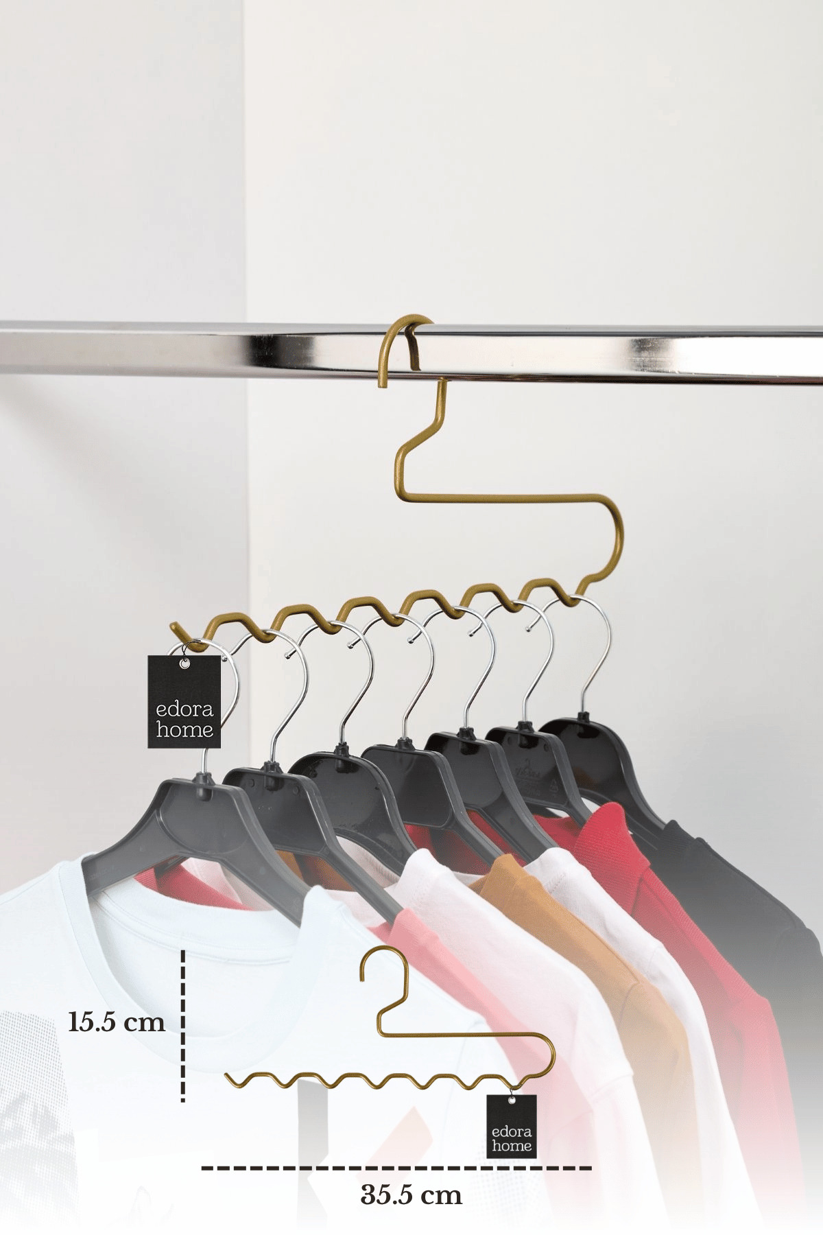Mat Gold Zigzag Askı Pantolon Şal Eşarp Kemer Askılığı Dolap İçi Organizer