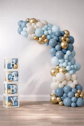 Patladı Gitti Okyanus Temalı Baby Shower Set 119 Parça; Baby Kutu ve Lateks B...