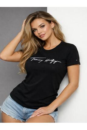 Tommy Hilfiger SIGNATURE EMBROIDERED LOGO ORGANIC COTTON WOMEN ' S T-SHIRT