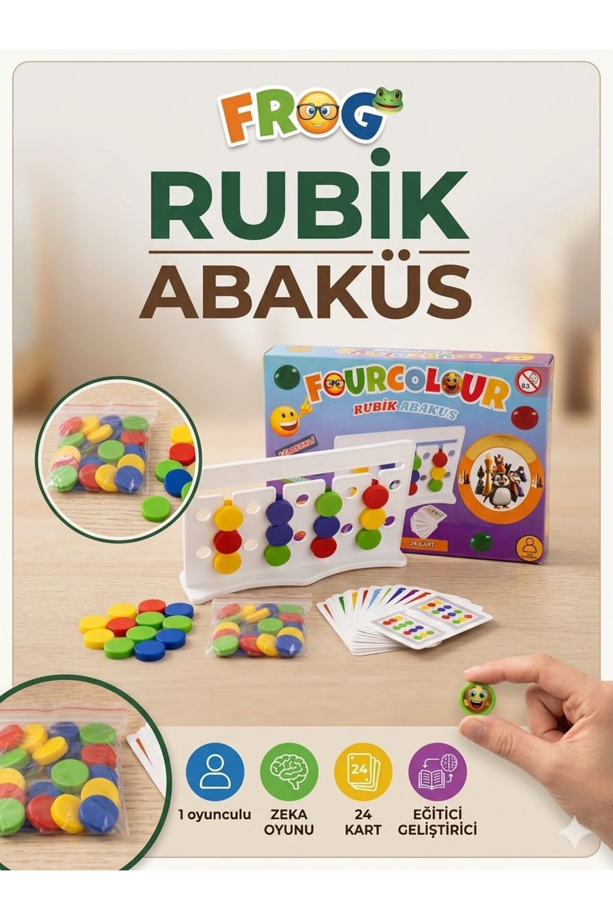 Tıfıl Toys Four Colour Rubik Abakus - 24 Kartlı Çocuklar İçin