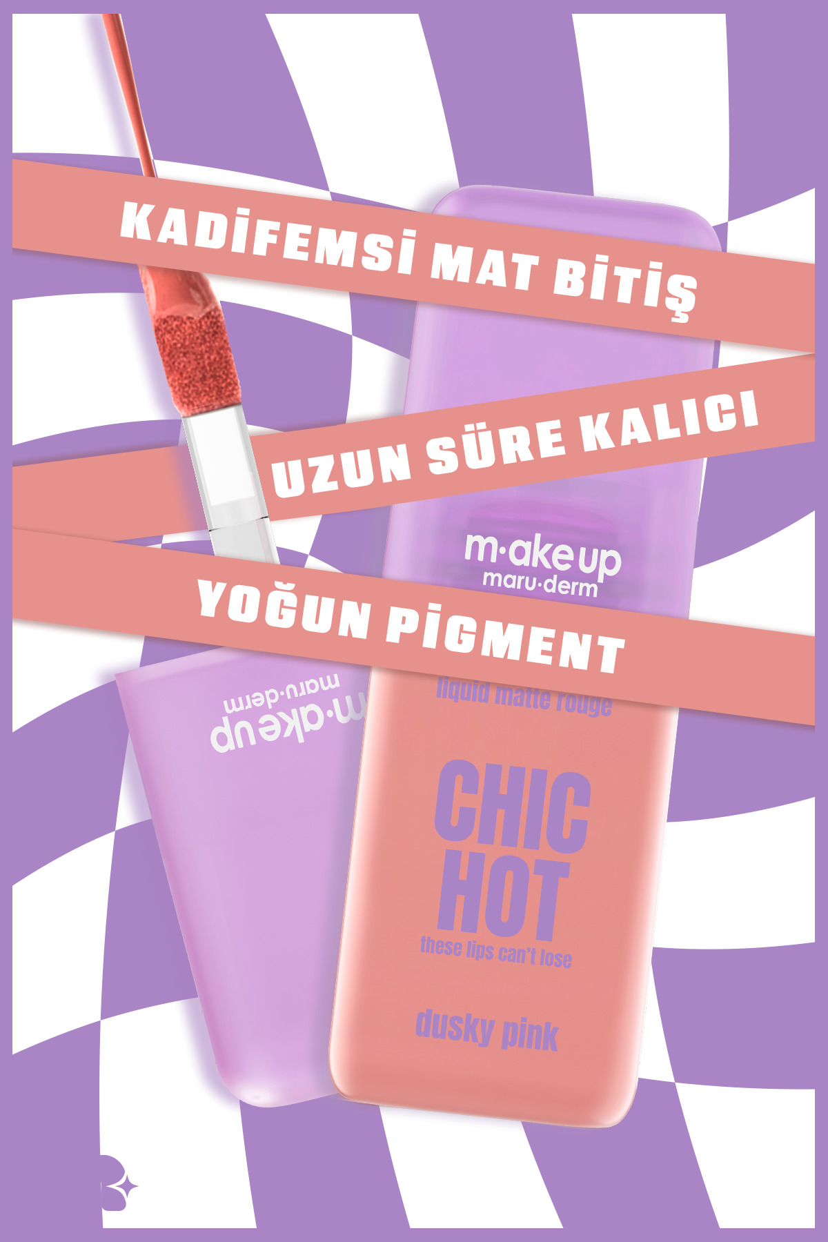 make up maruderm Kadifemsi Mat Likit Ruj – Liquid Matte Rouge Dusky Pink — نارنجی MatteRouge — تصویر 3 از 6