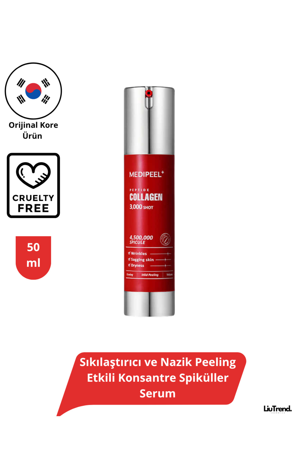 Medipeel Red Lacto Collagen 3000 Shot Serum 50 ml Sıkılaştırıcı ve Peeling Etkili Konsantre Spiküller Serum — M0451