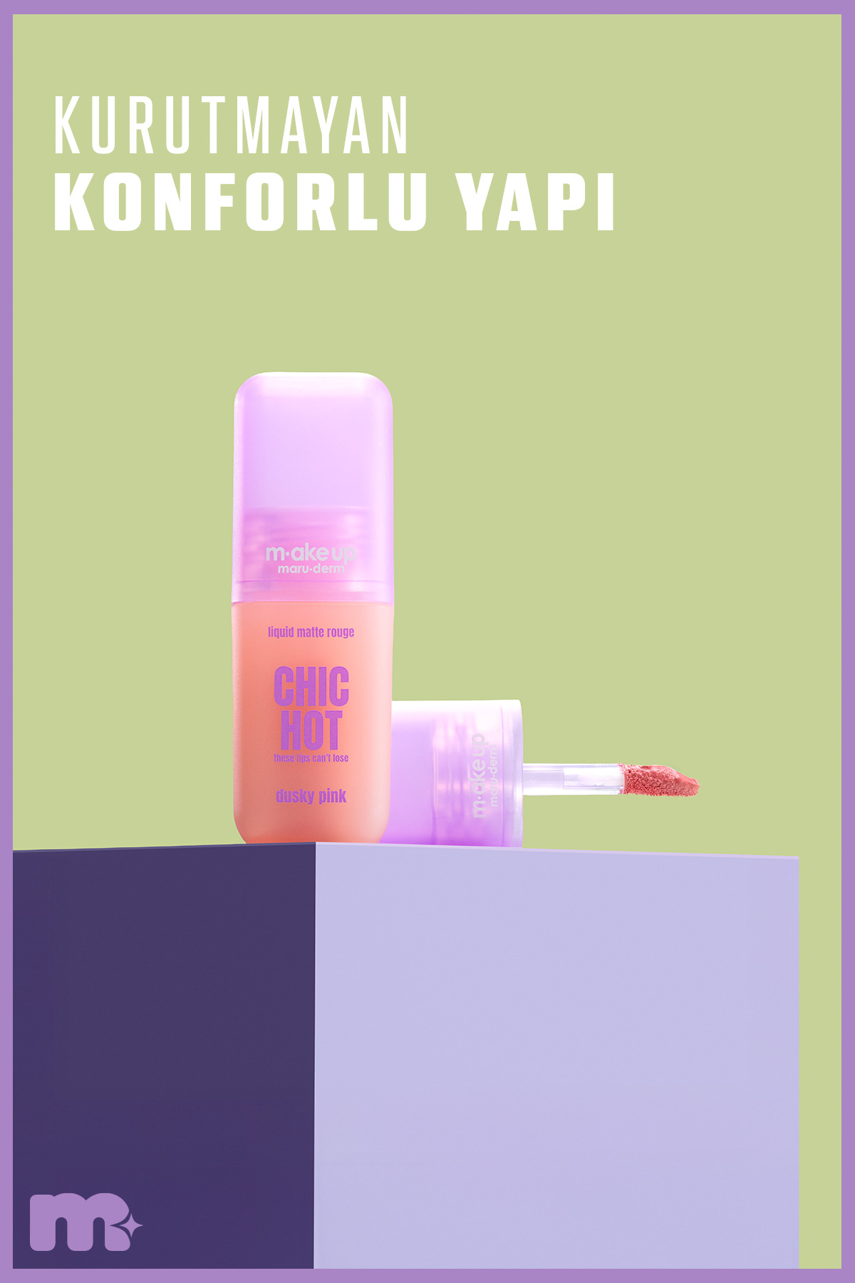 make up maruderm Kadifemsi Mat Likit Ruj – Liquid Matte Rouge Dusky Pink — نارنجی MatteRouge — تصویر 5 از 6
