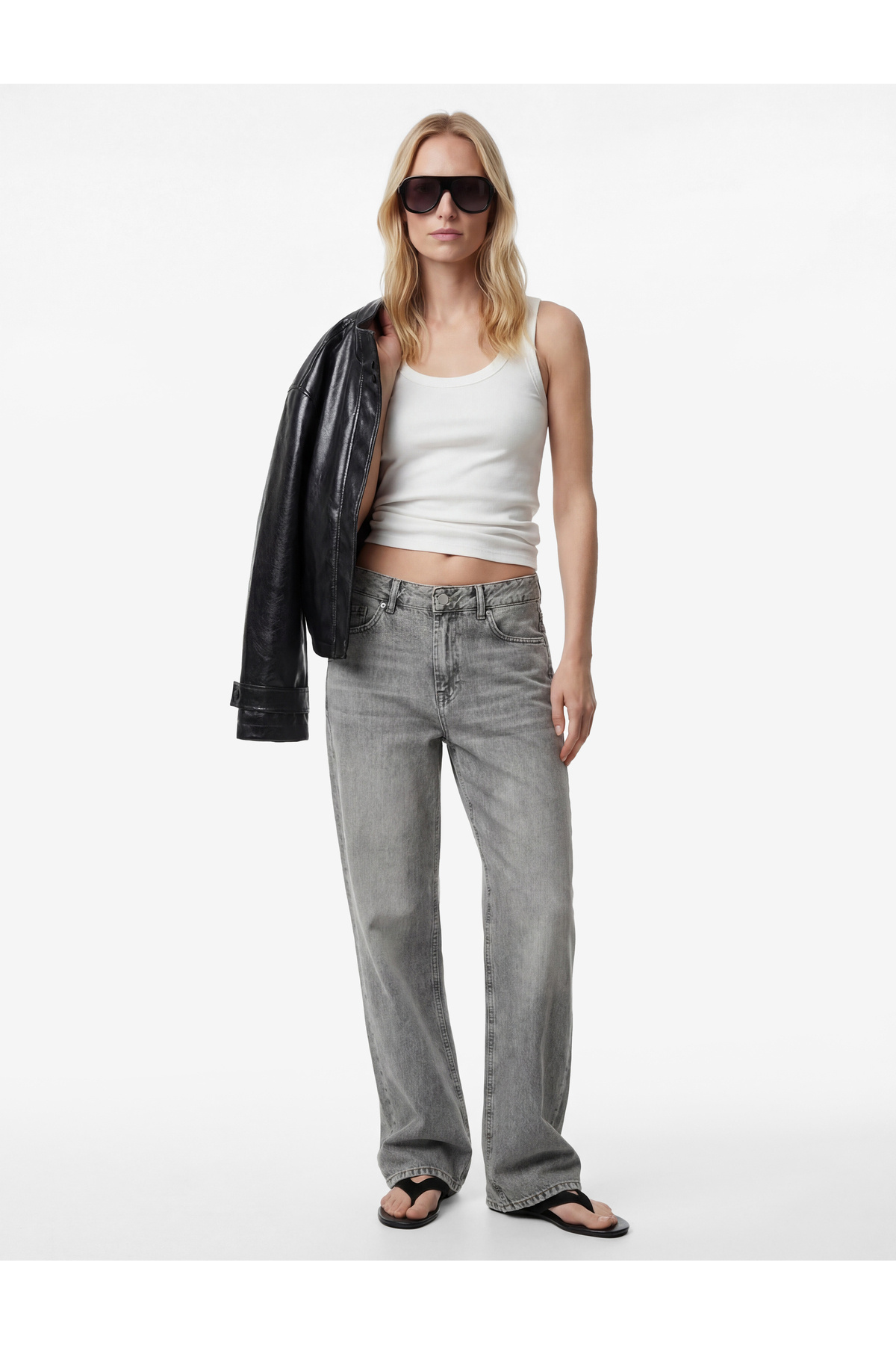 Koton  Pamuklu Normal Bel Düğmeli Düz Paça Denim Pantolon - Straight Fit Jean