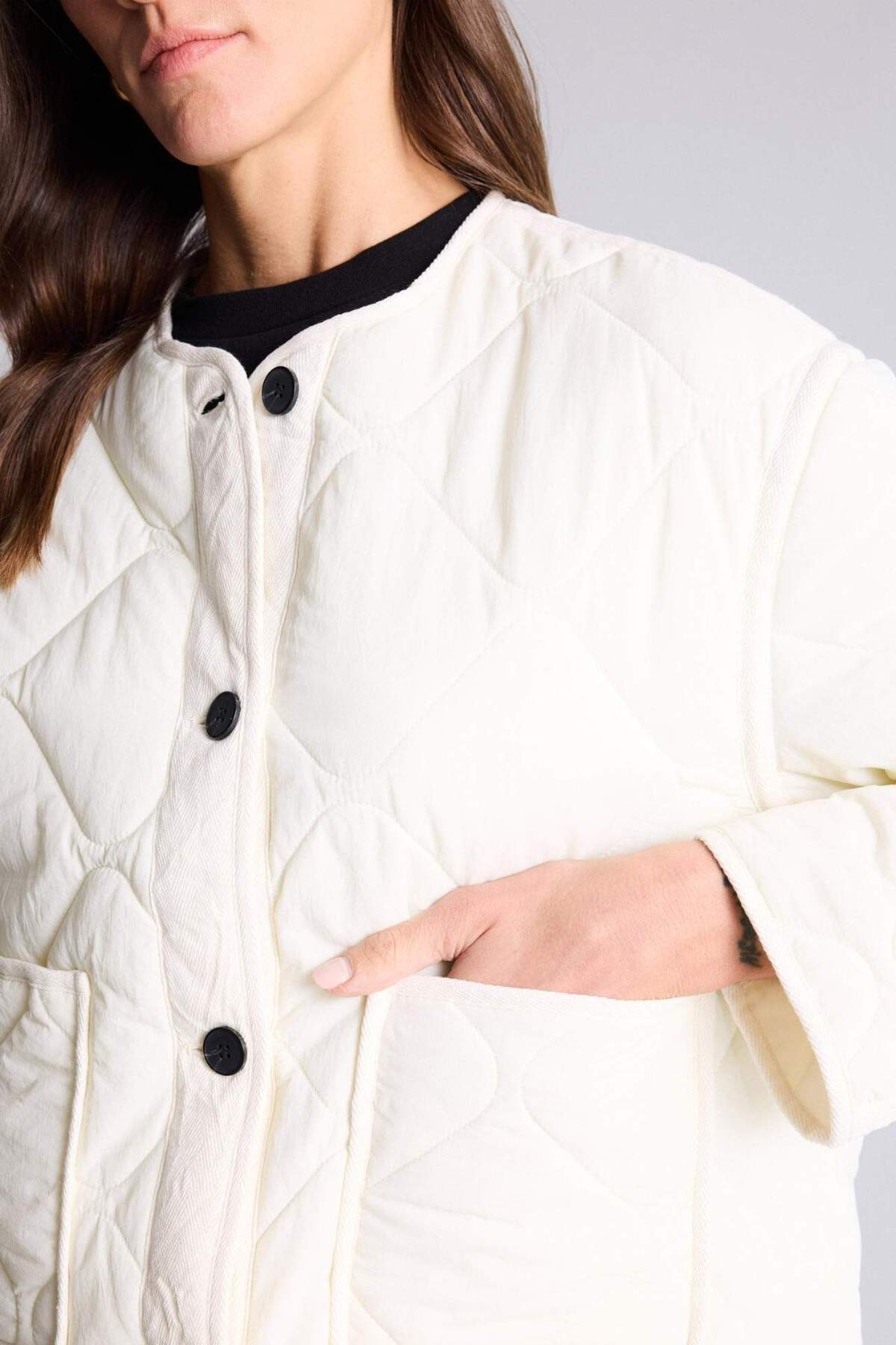 Defacto  Oversıze Kapitoneli Mont H2080AX26SP - Görsel 7